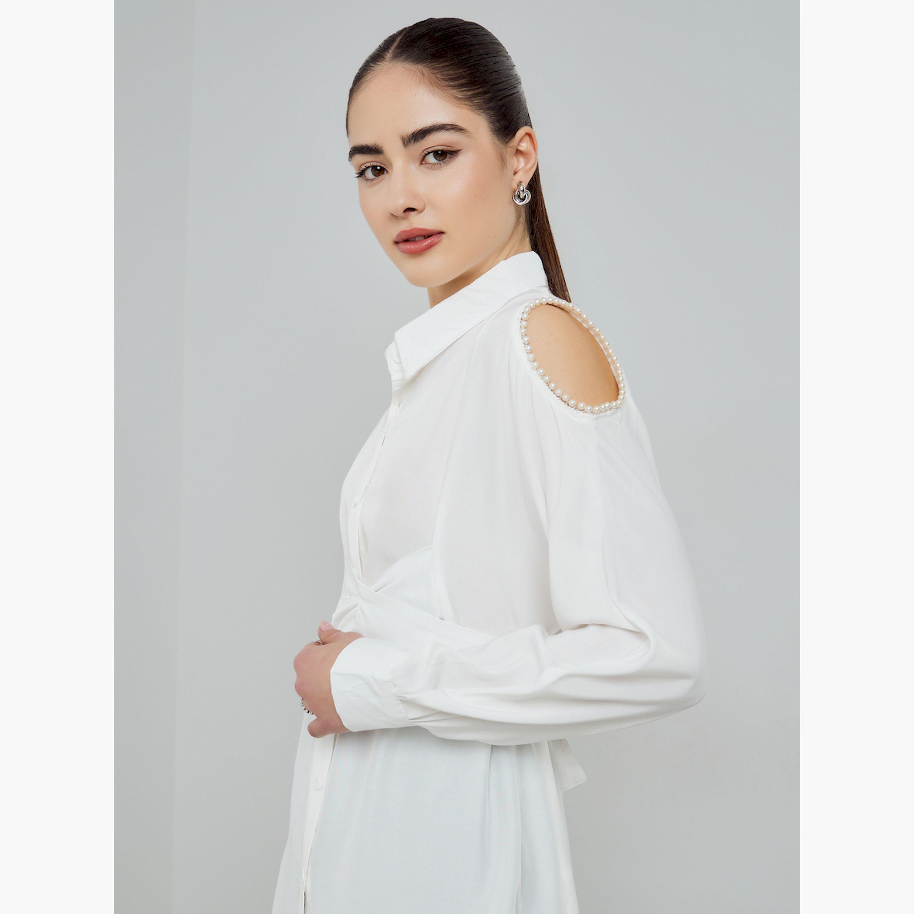 Styli White Shirt with Pearl Shoulder Detail-women-clothing-shirtsandblouses-blouses-image-3