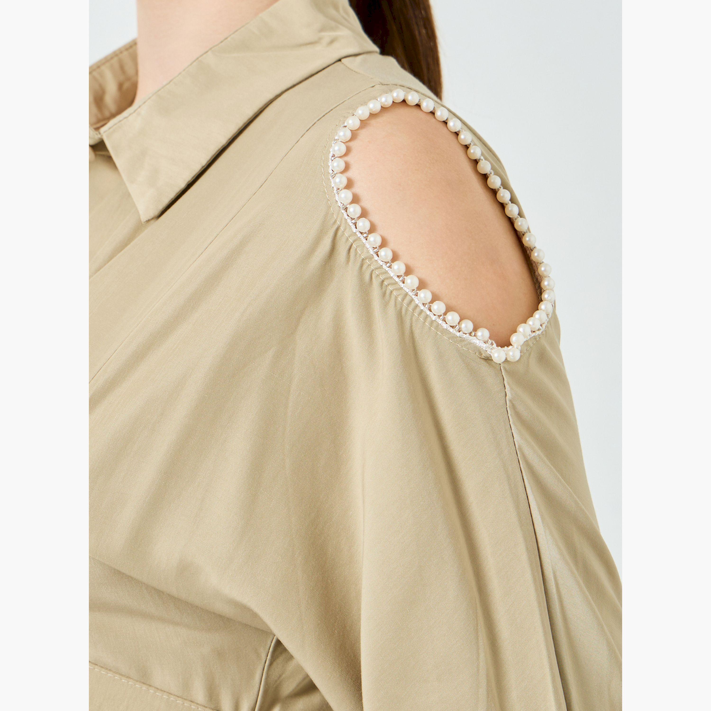 Styli Beige Cut-Out Pearl Embellished Shirt-women-clothing-shirtsandblouses-blouses-image-4