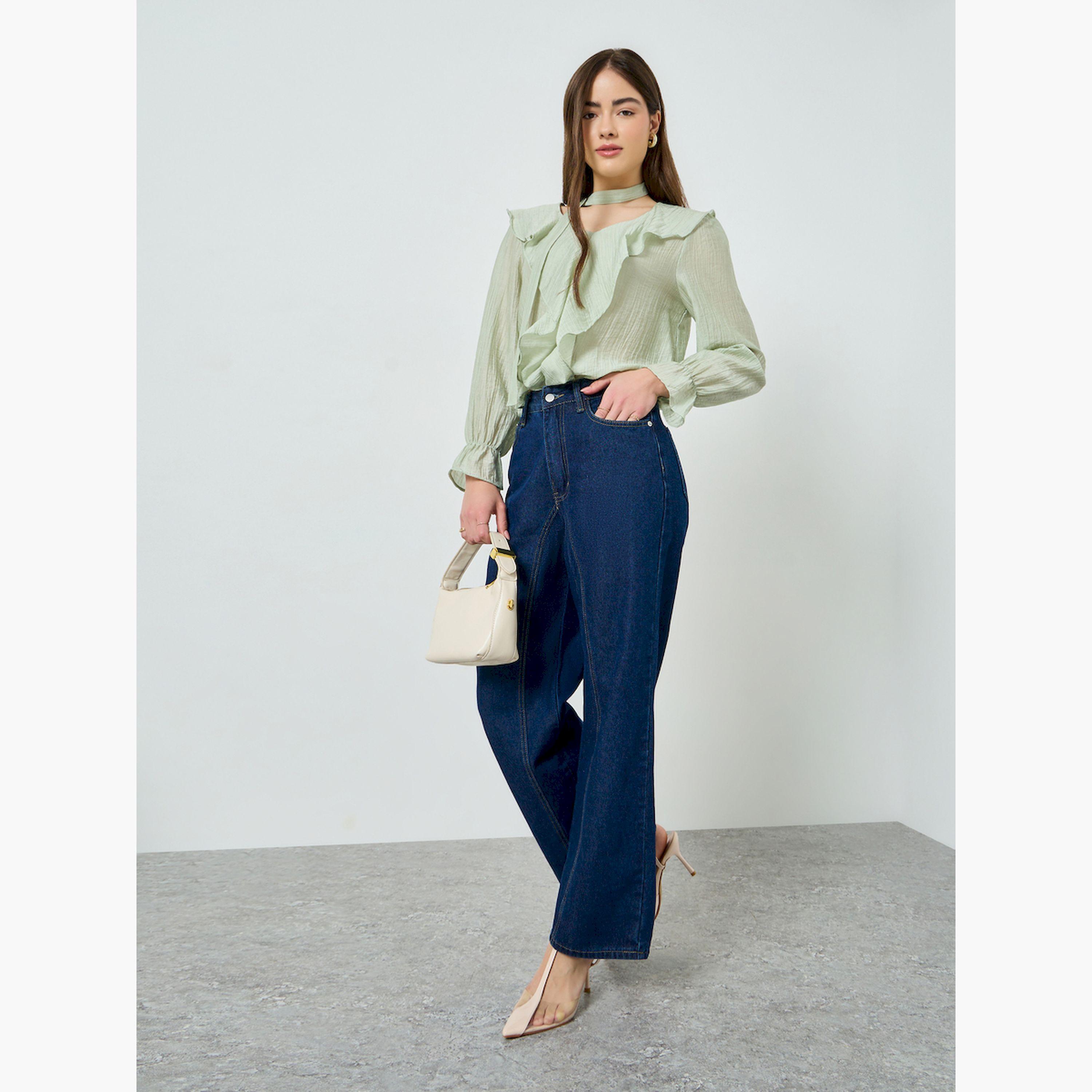 بلوزة بكرانيش وأكمام طويلة-women-clothing-shirtsandblouses-blouses-image-2