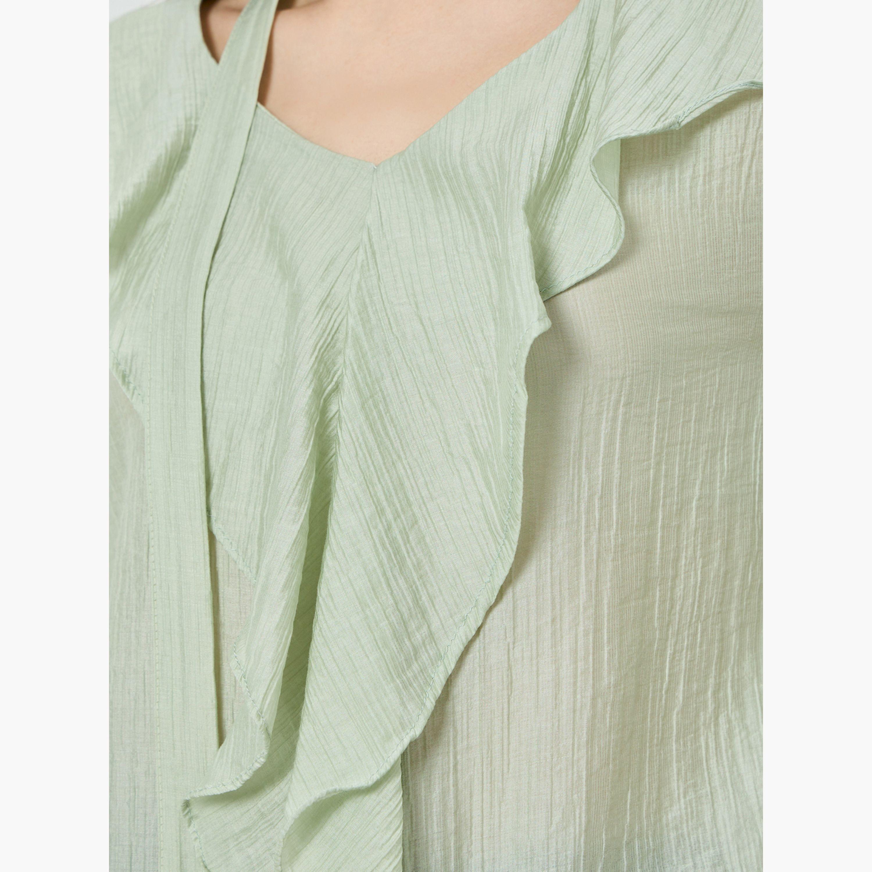 Styli Green Ruffle Long Sleeves Blouse-women-clothing-shirtsandblouses-blouses-image-5