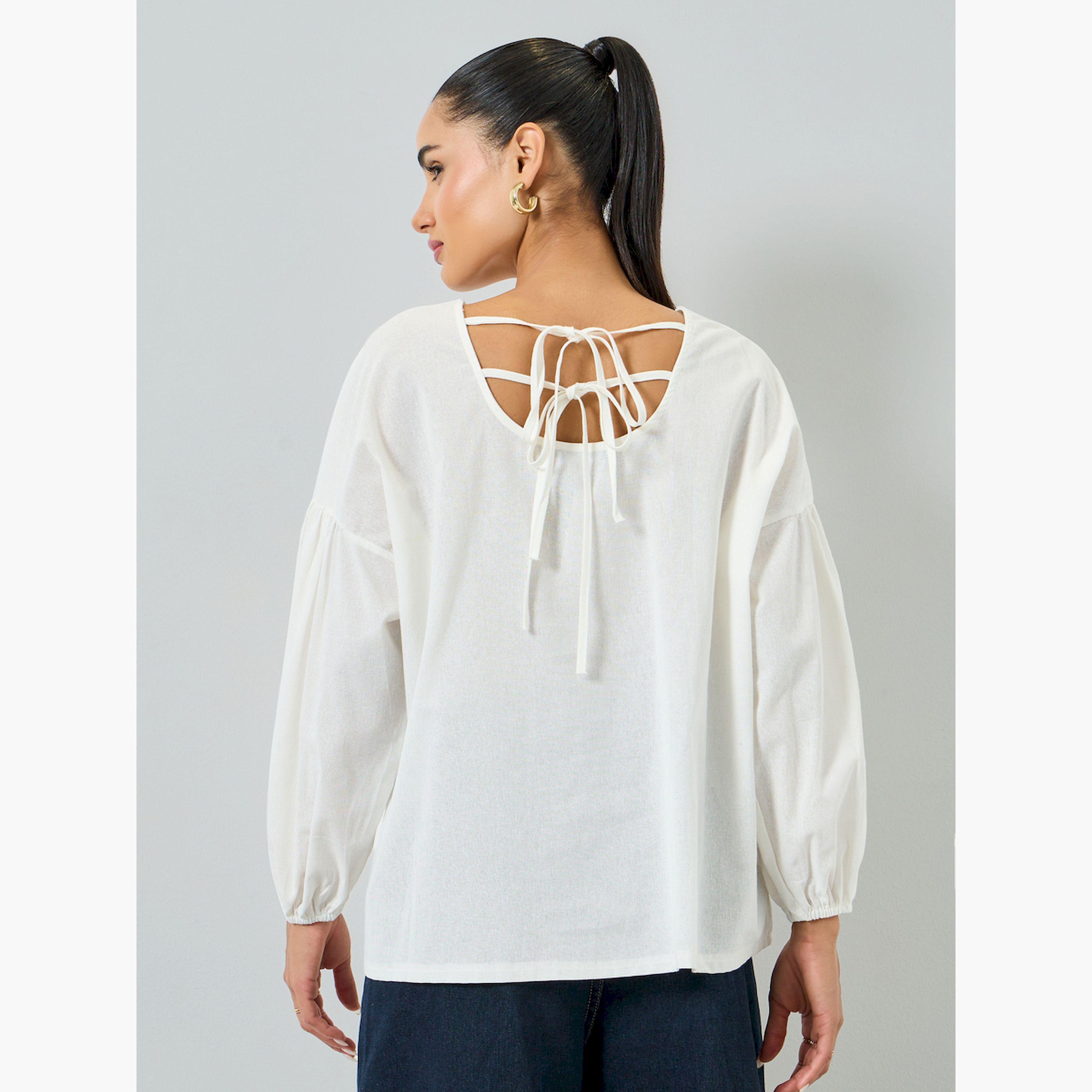 بلوزة بأكمام طويلة بفتحة خلفية-women-clothing-shirtsandblouses-blouses-image-5