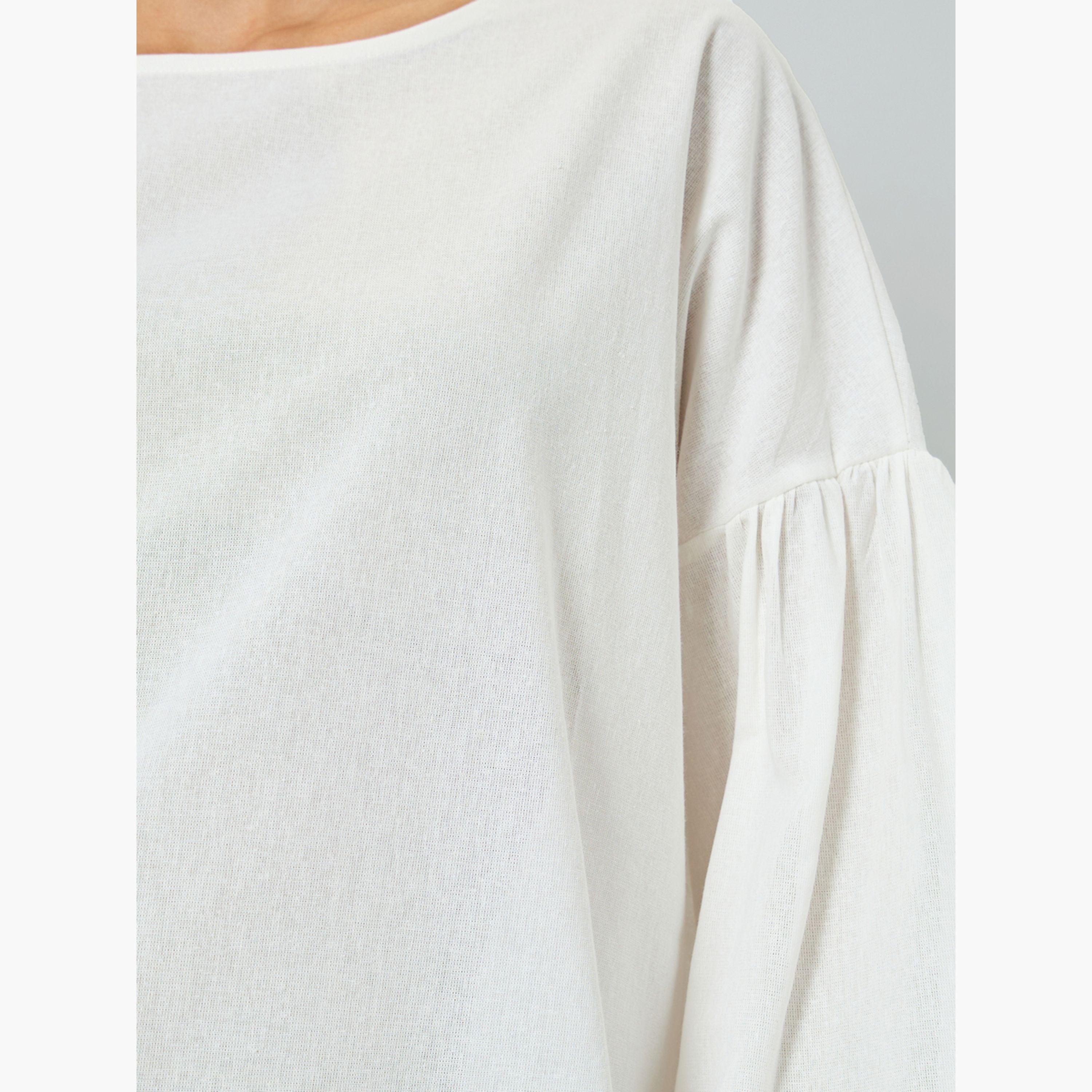 Styli White Long Sleeve Blouse with Back Cutout Detail-women-clothing-shirtsandblouses-blouses-image-6