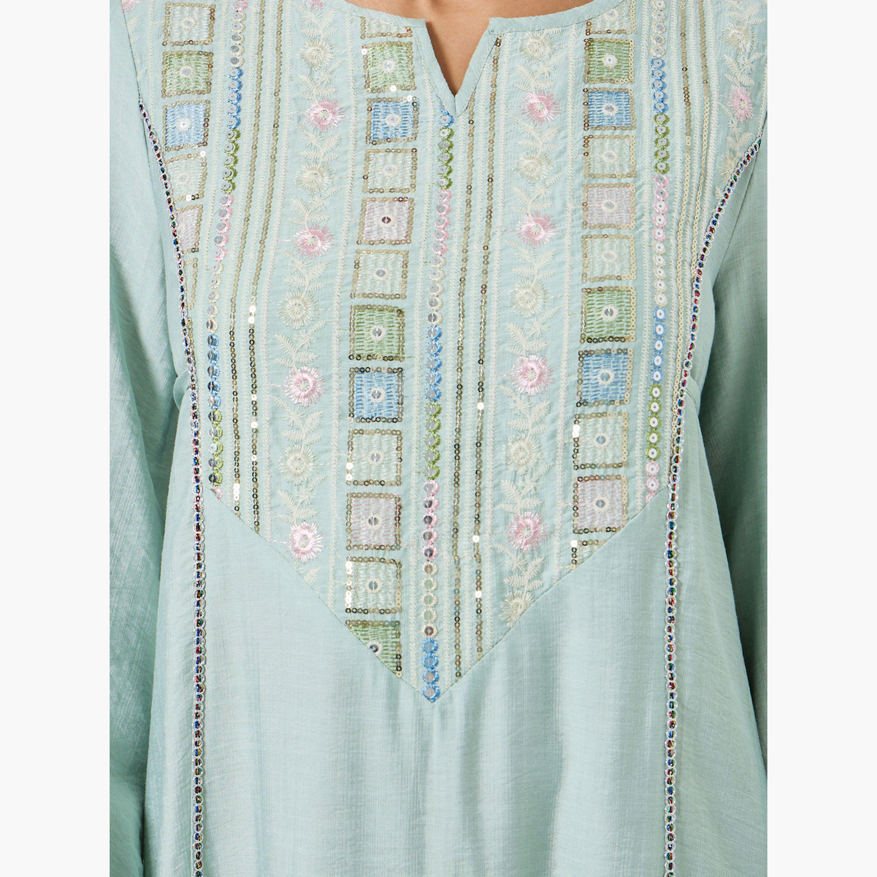 Styli Green Embroidered A-Line Jalabiya-women-arabicclothing-jalabiyas-image-4