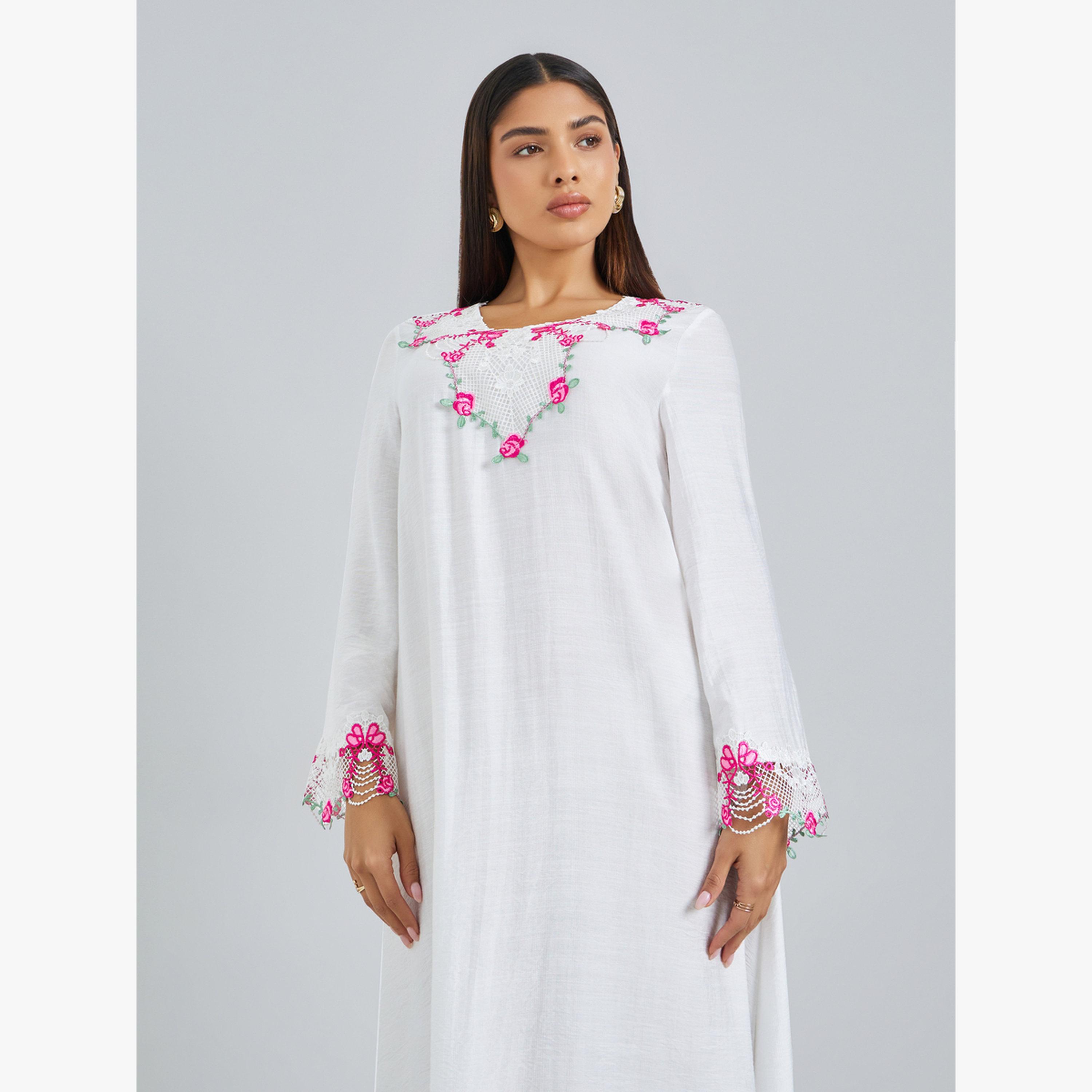 Styli White Embroidered Jalabiya-women-arabicclothing-jalabiyas-image-3