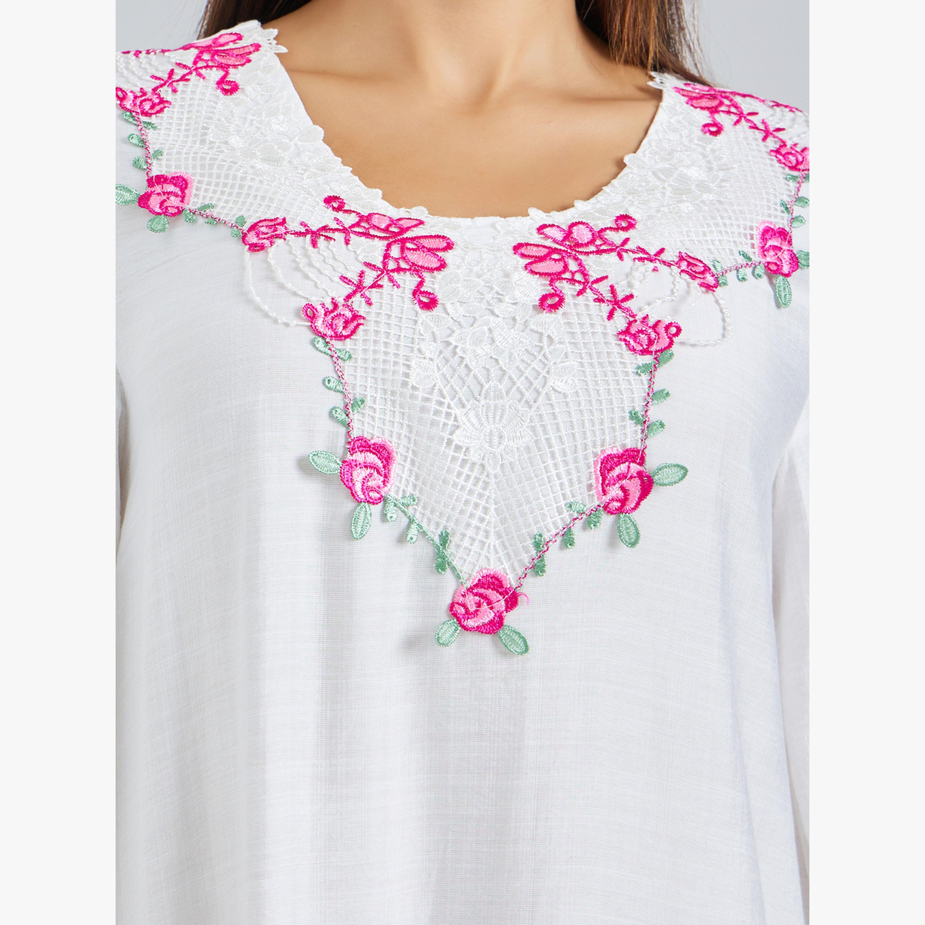 Styli White Embroidered Jalabiya-women-arabicclothing-jalabiyas-image-6