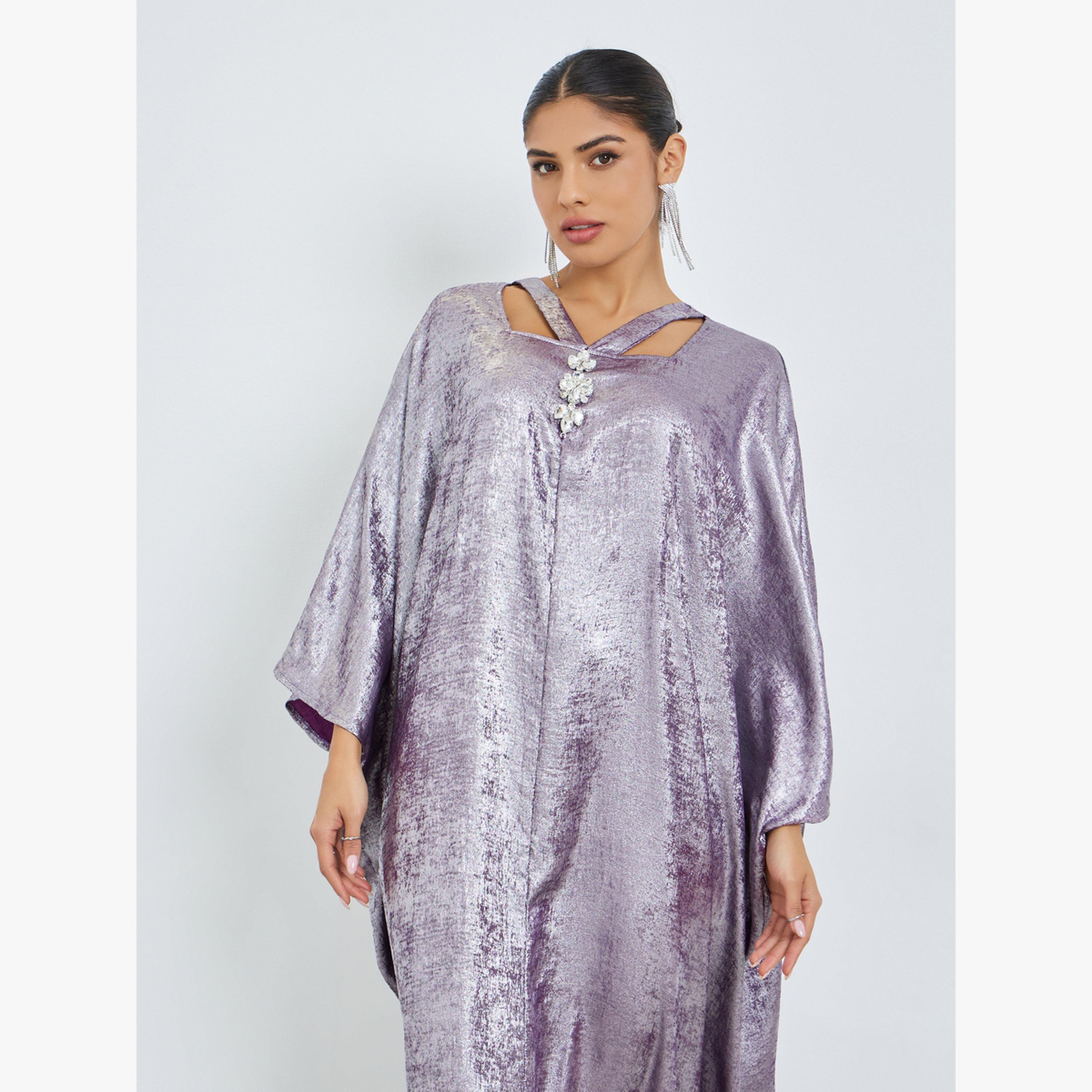 قفطان بقصة مريحة ومظهر لامع-women-arabicclothing-kaftan-image-2