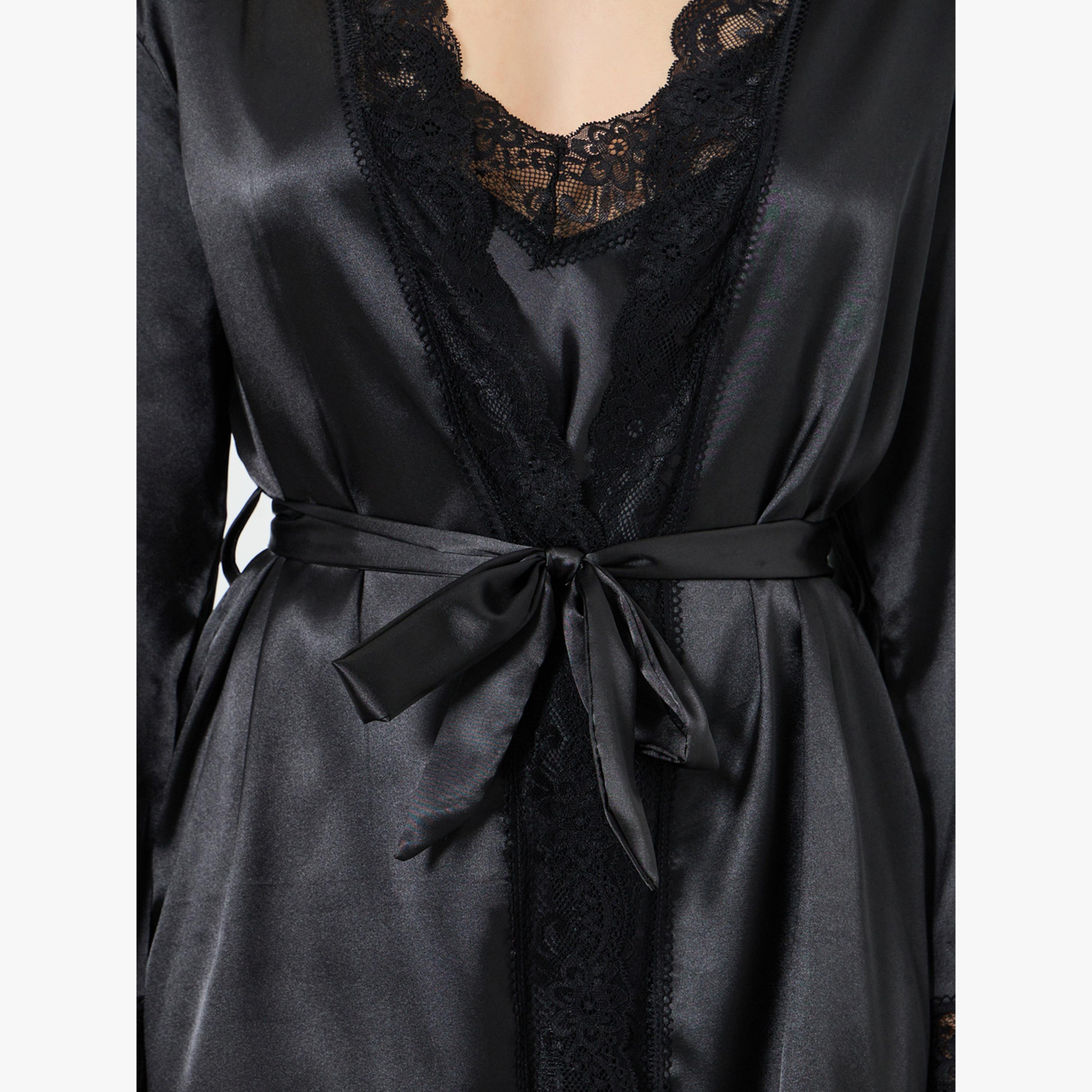 مجموعة من 2 روب وقميص نوم ساتان بتفاصيل دانتيل-women-clothing-nightwear-nighties-image-5