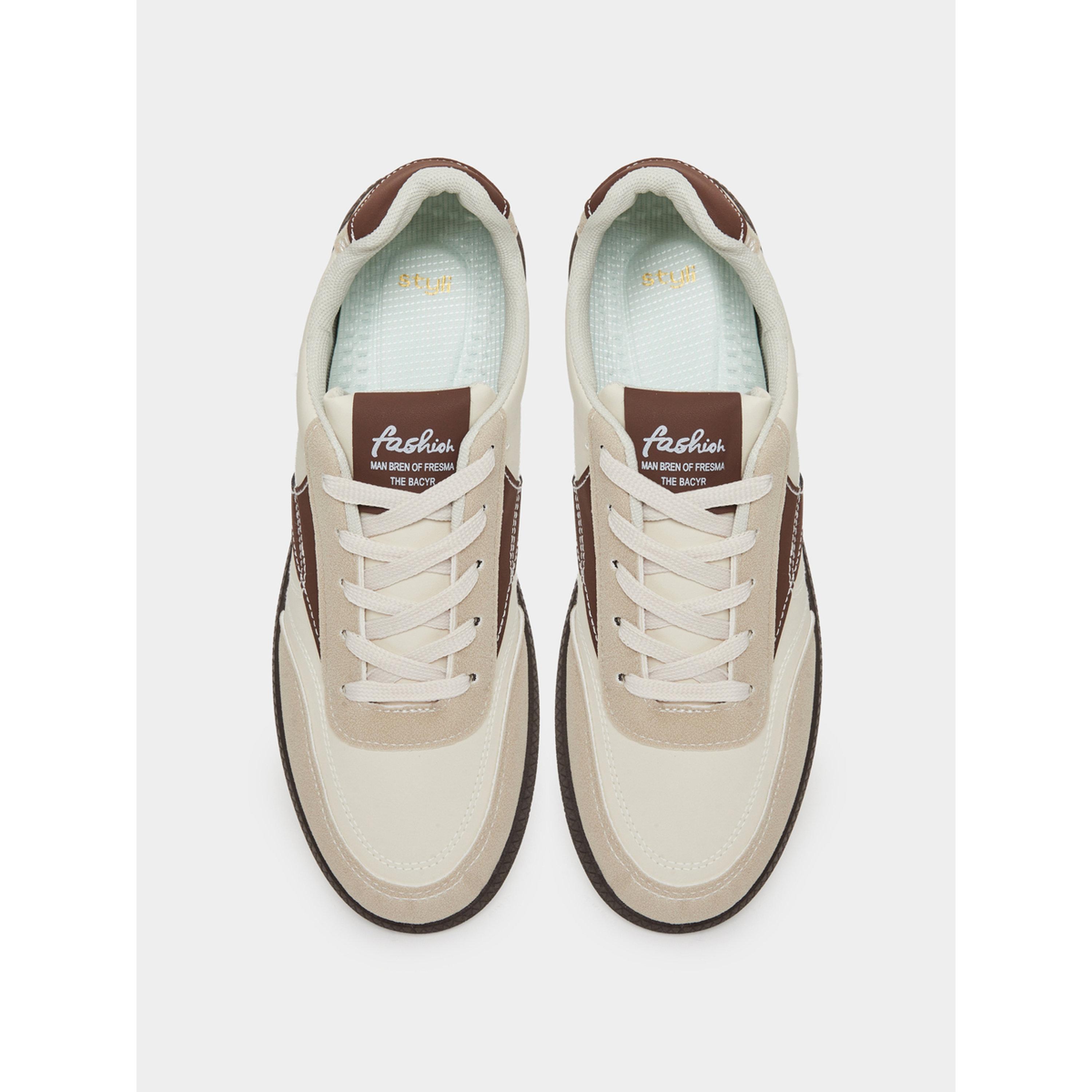 حذاء سنيكرز شمواه برباط وتفاصيل متباينة-men-shoes-sneakers-image-3