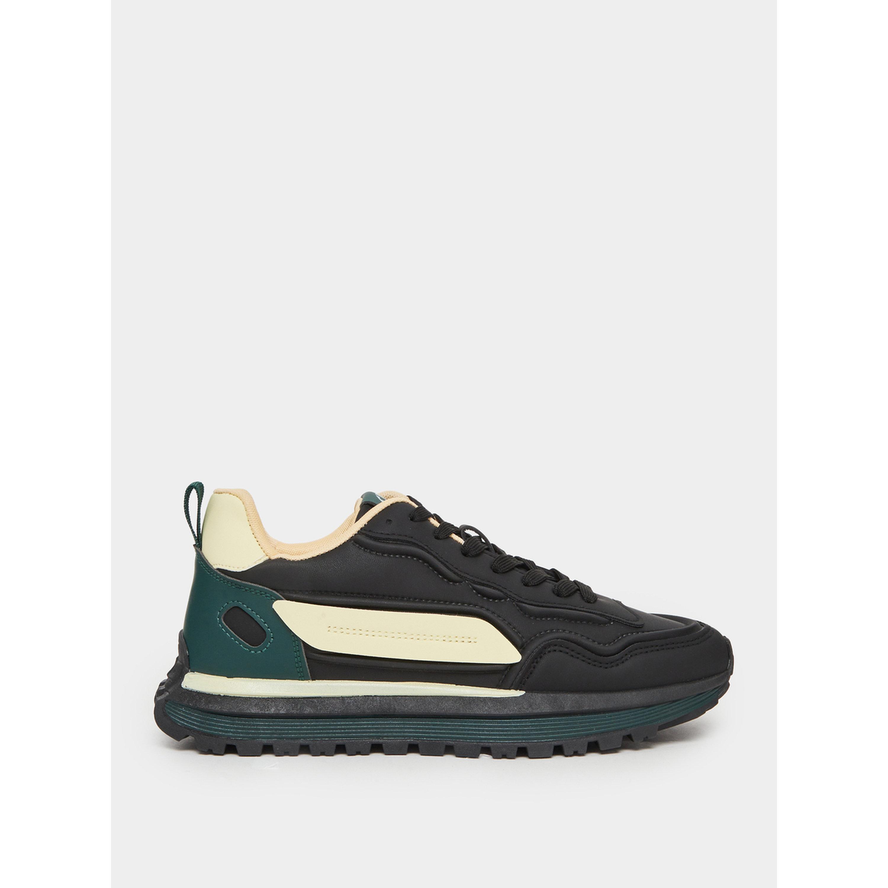 Styli Black Contrast Panel Lace-Up Sneakers-men-shoes-sneakers-image-2