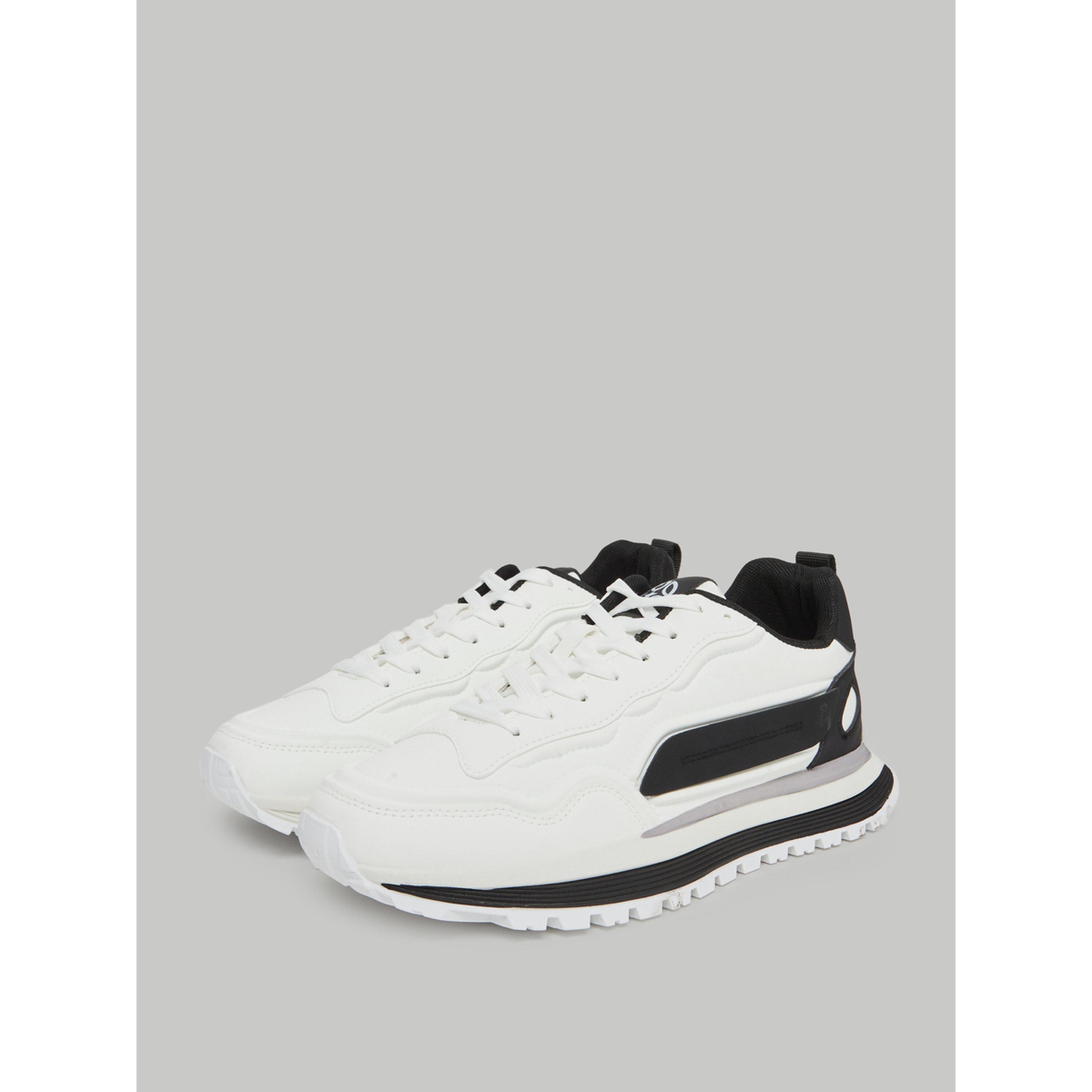 Styli White Contrast Panel Lace-Up Sneakers-men-shoes-sneakers-image-1
