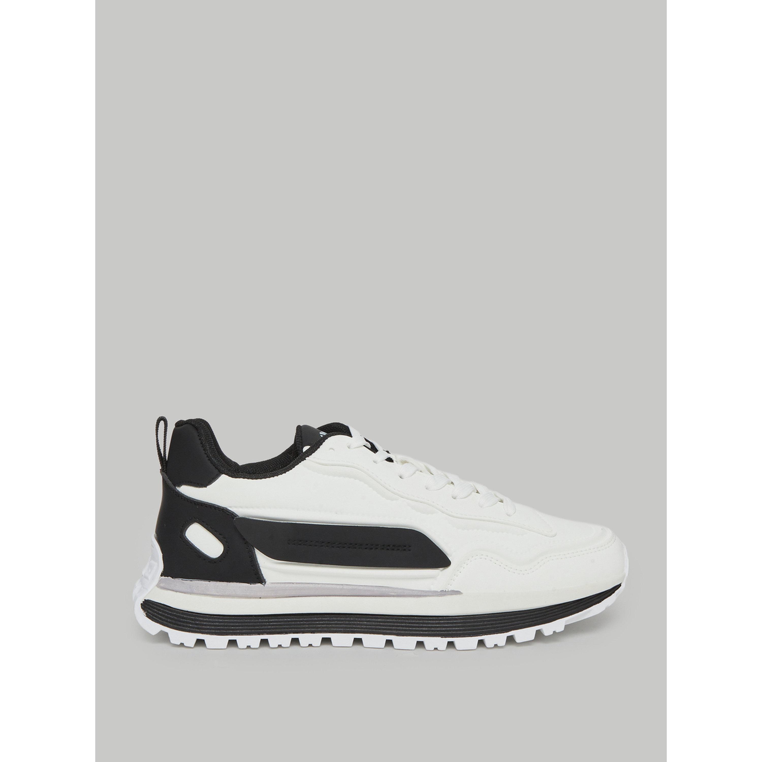 Styli White Contrast Panel Lace-Up Sneakers-men-shoes-sneakers-image-2