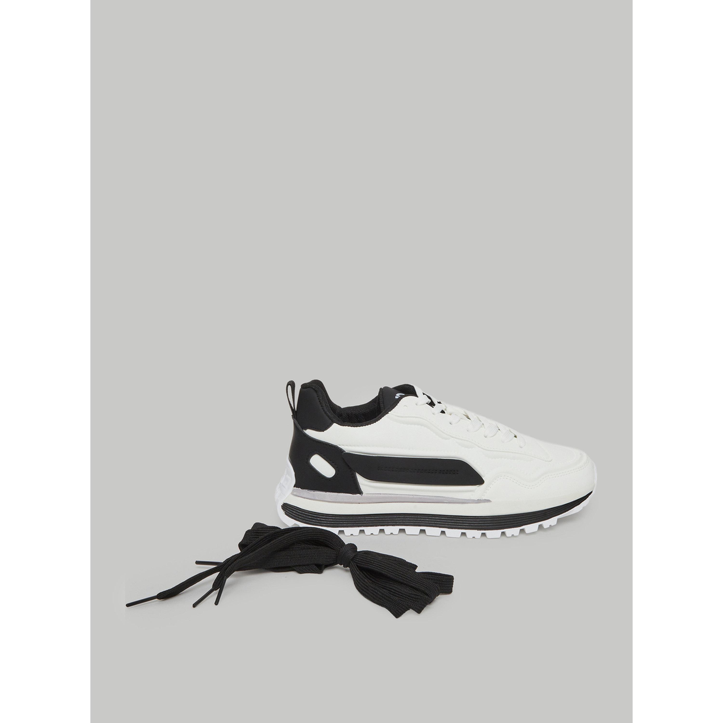 Styli White Contrast Panel Lace-Up Sneakers-men-shoes-sneakers-image-5