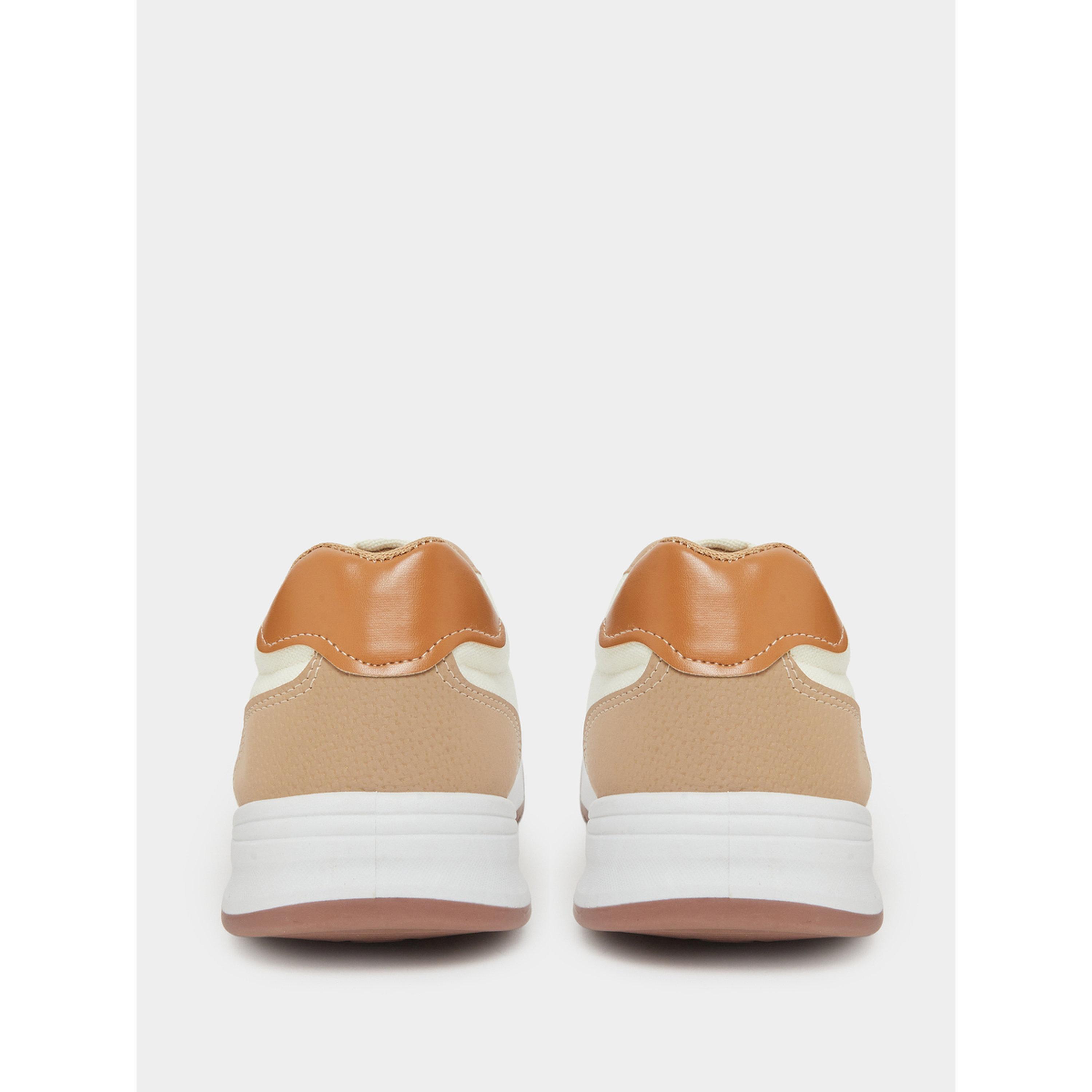 Styli Beige Contrast Panel Lace-Up Sneakers-men-shoes-sneakers-image-5