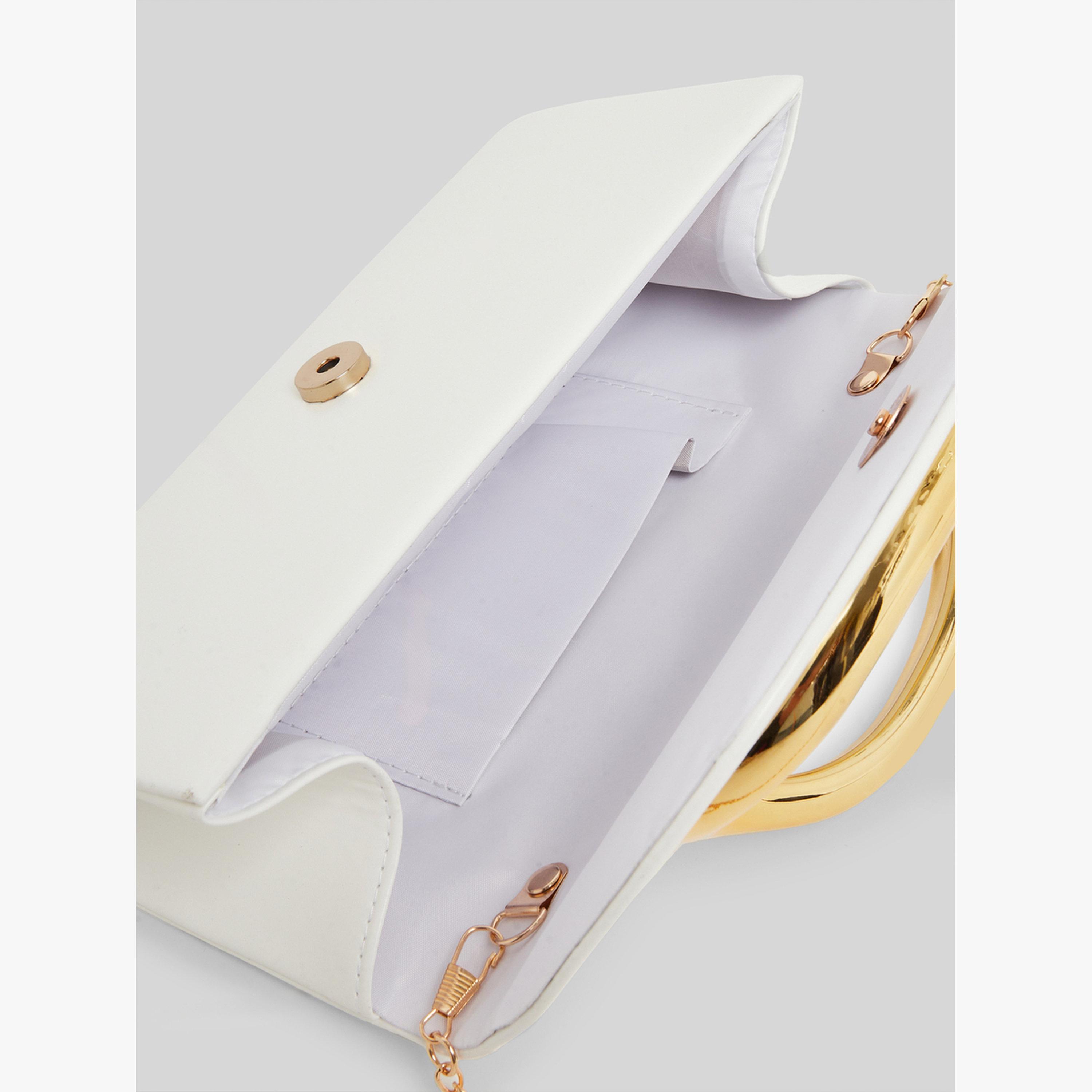 Styli White Clutch Bag with Gold Handle-women-bagsandwallets-handbags-image-5