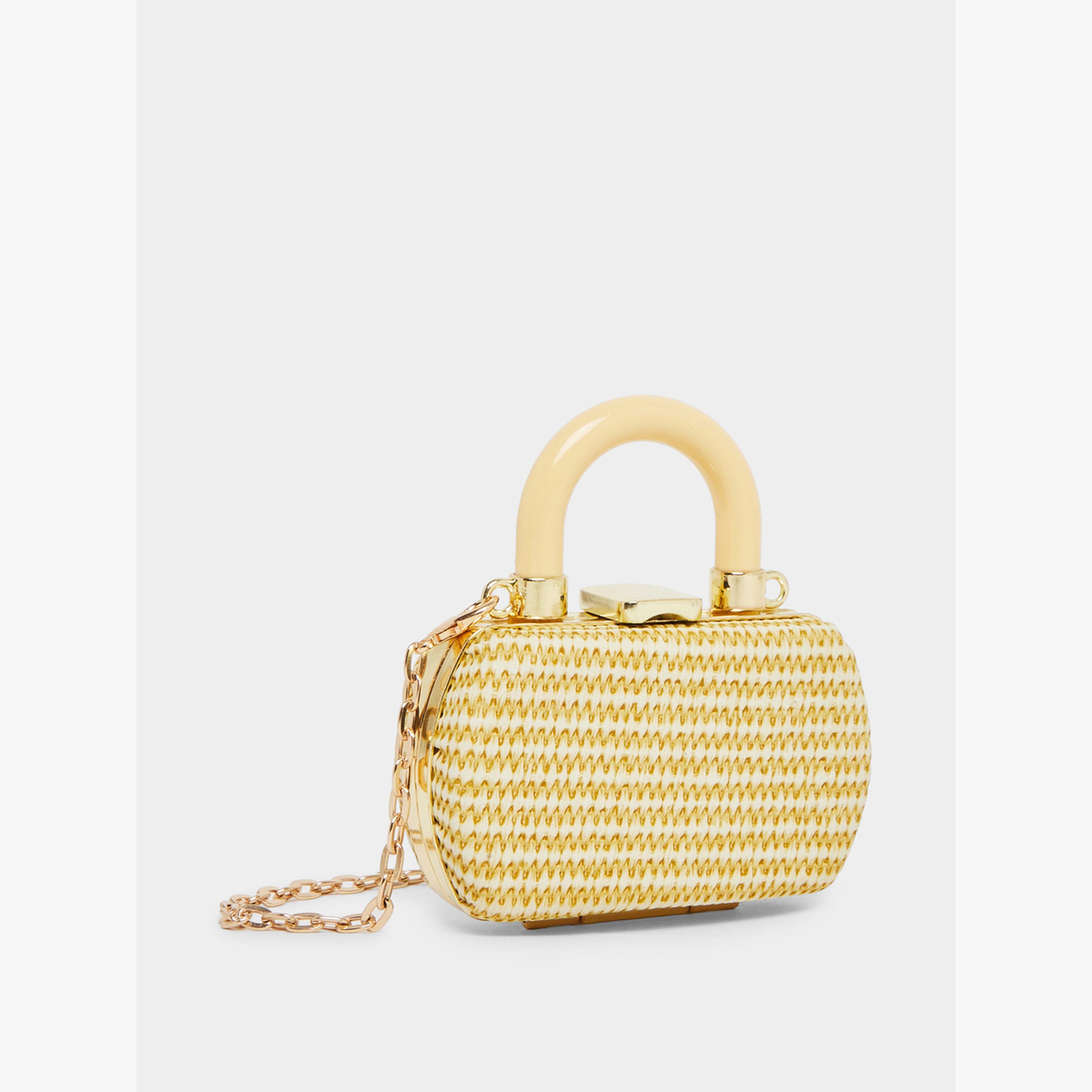 Styli Golden Braided Box Clutch with Chain-women-bagsandwallets-handbags-image-1