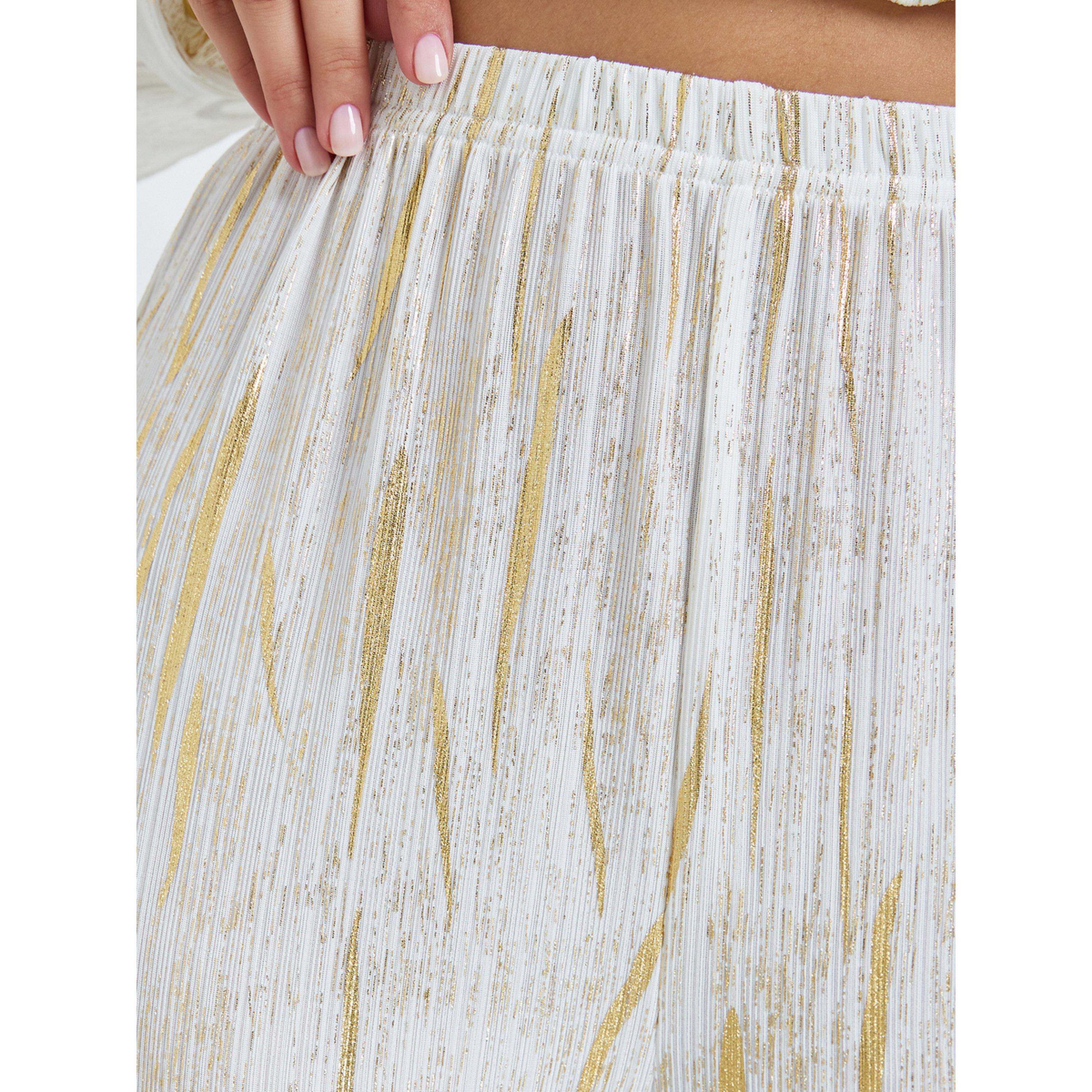 Styli Off White Textured Foil Print Wide Leg Trousers-women-clothing-bottoms-joggers-image-3