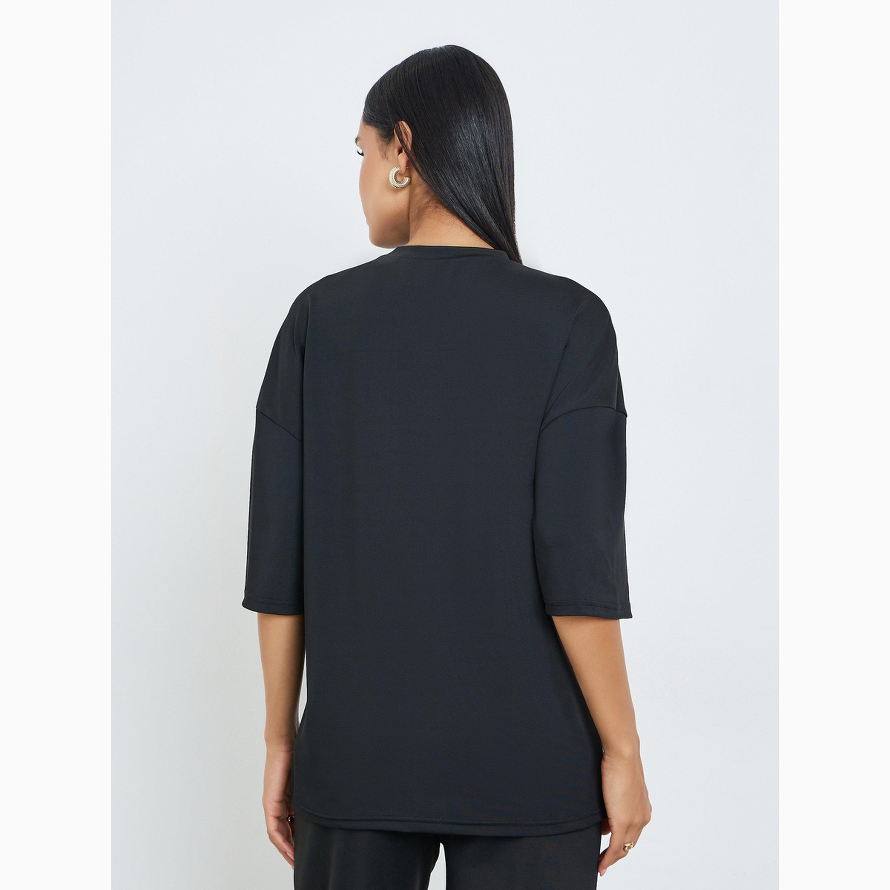 Styli Black Patch Label Graphic Oversized T-Shirt-women-clothing-tshirts-image-5