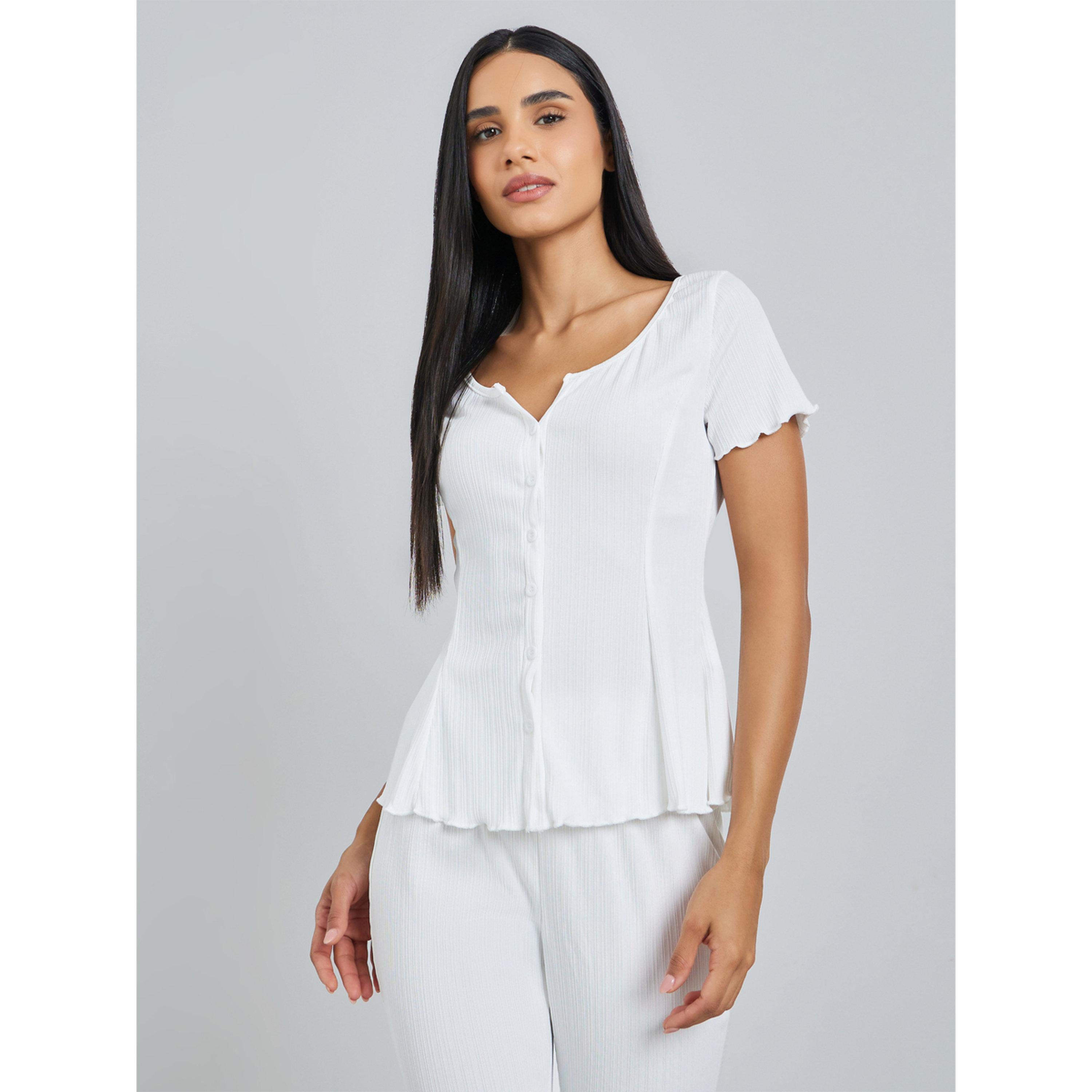 طقم بيجاما من بنطال وبلوزة محبوكة ومضلعة-women-clothing-nightwear-pyjamas-longsets-image-2