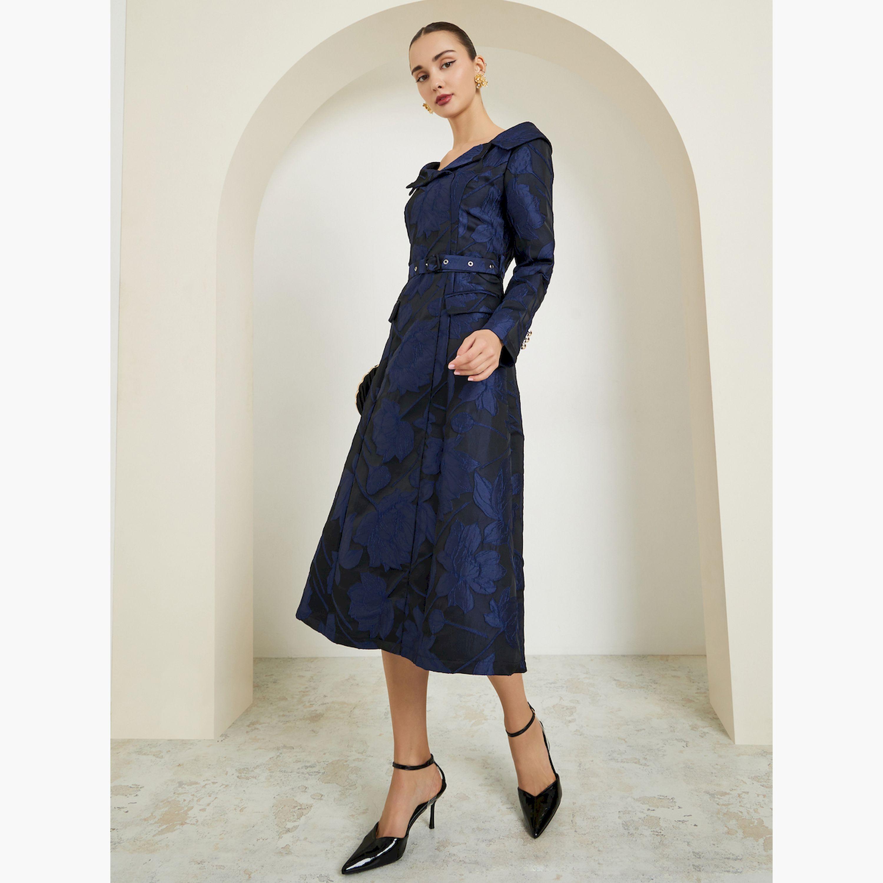 فستان ميدي جاكار مكشوف الكتفين-women-clothing-dresses-image-3
