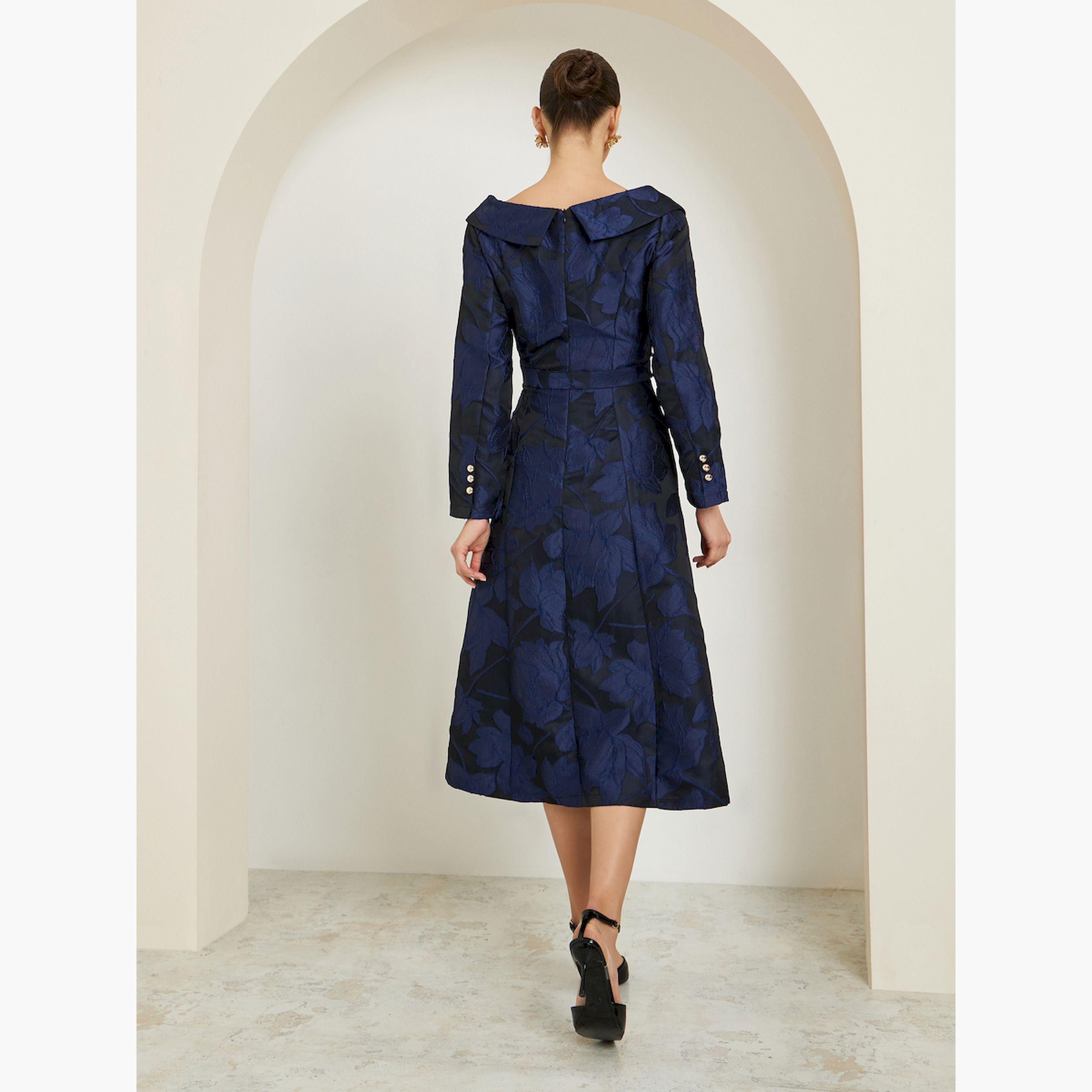 فستان ميدي جاكار مكشوف الكتفين-women-clothing-dresses-image-4