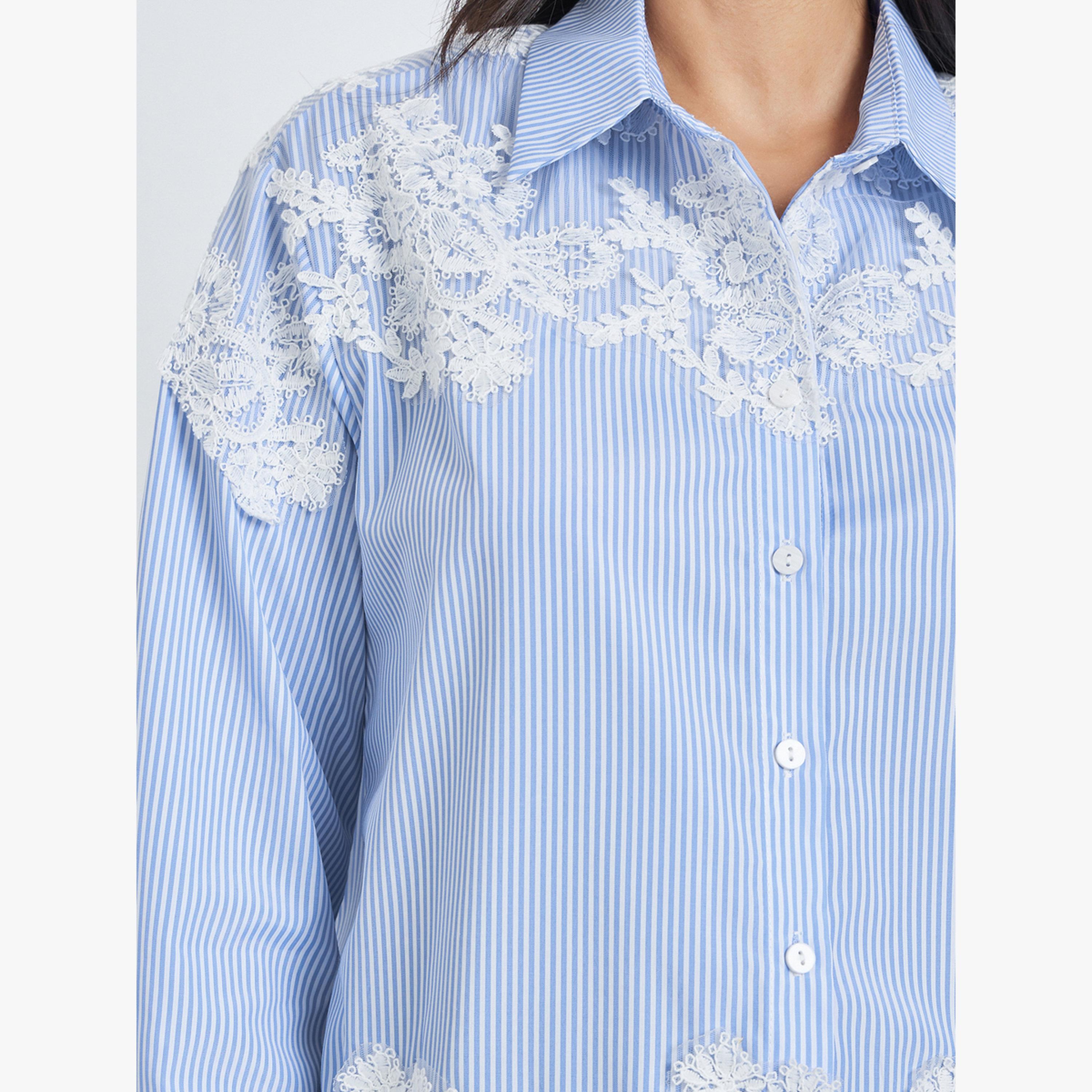 بلوزة مخططة بدانتيل مطرز-women-clothing-shirtsandblouses-shirts-image-5