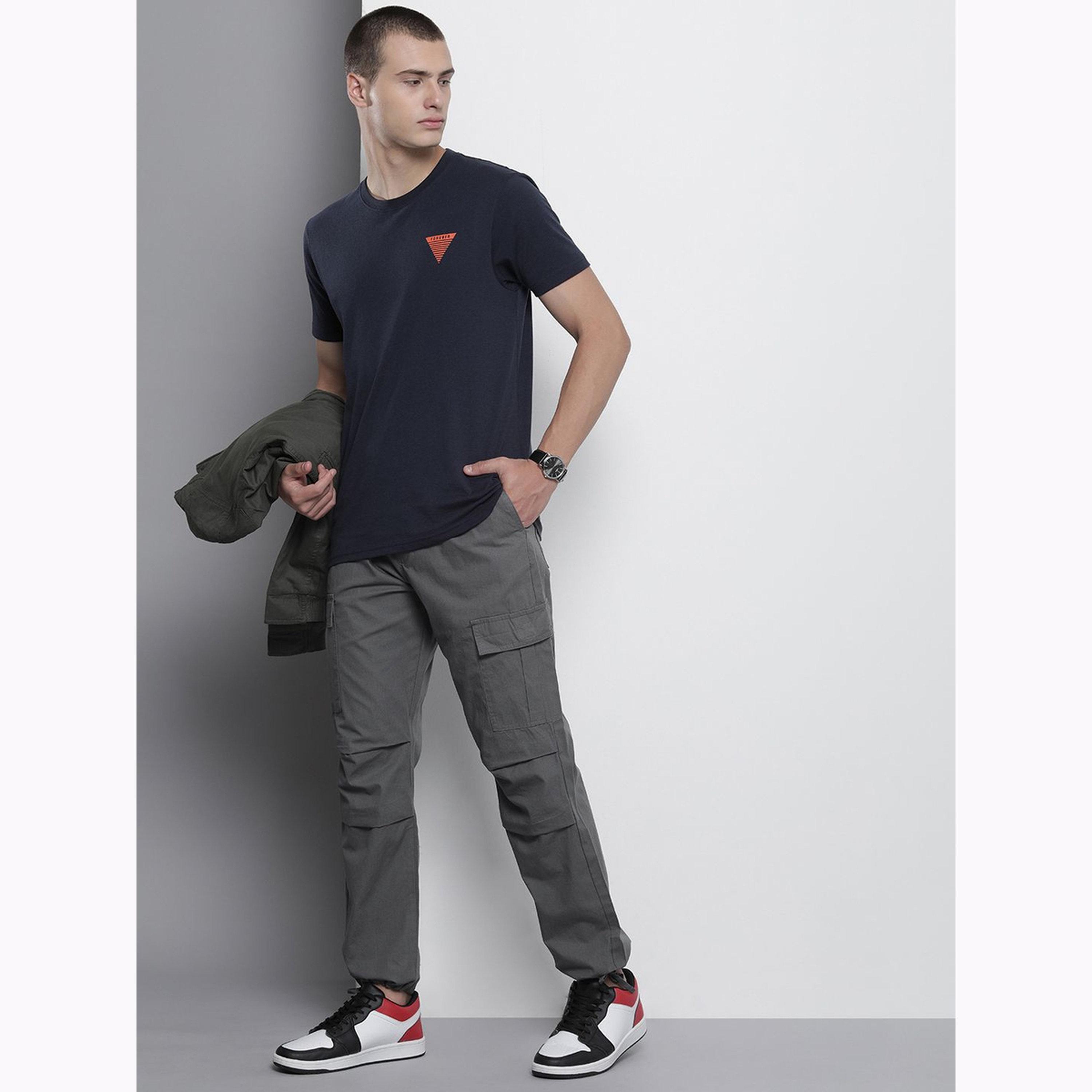 The Indian Garage Co X Styli Men Grey Relaxed Fit Solid Cargo-men-clothing-bottoms-joggers-image-2
