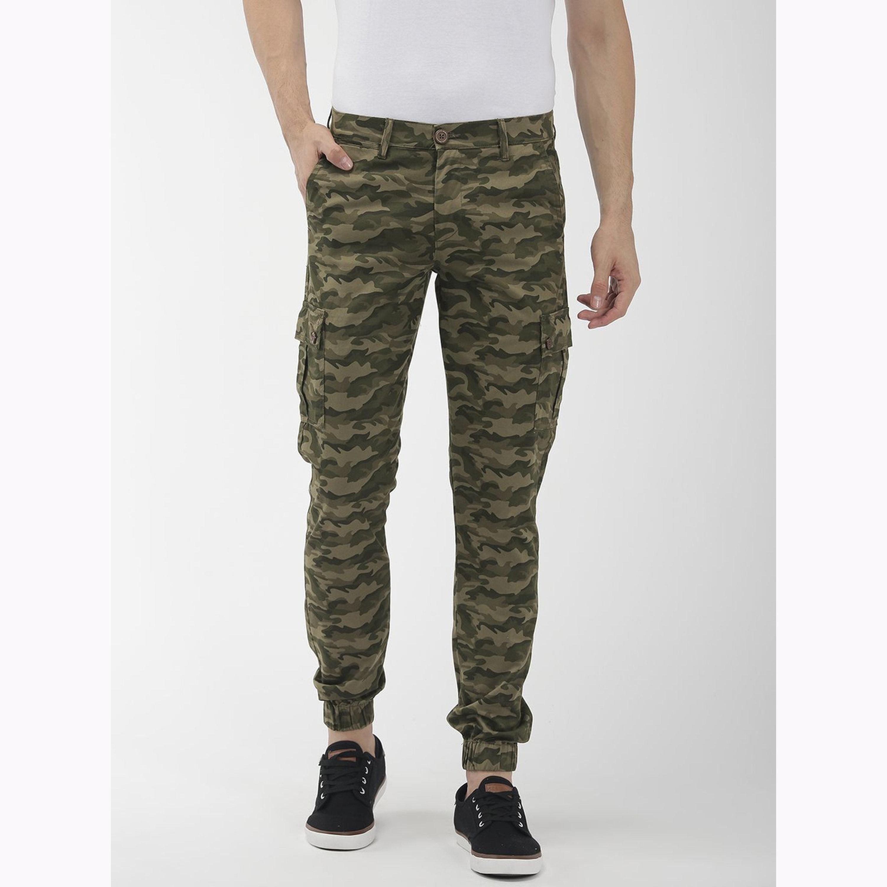 The Indian Garage Co X Styli Men Olive Slim Fit Camouflage Cargo-men-clothing-bottoms-joggers-image-1