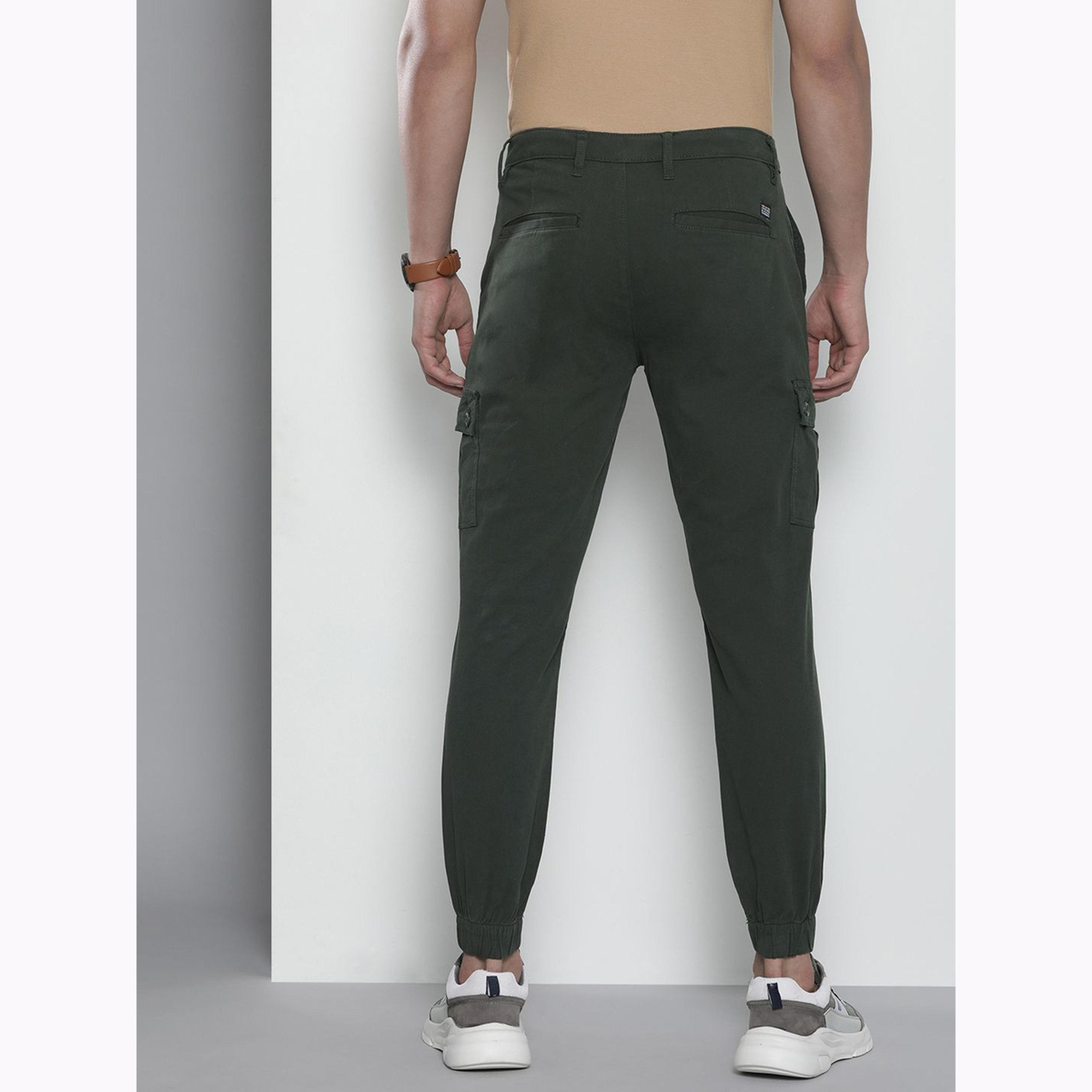 The Indian Garage Co X Styli Men Green Slim Fit Solid Cargo Joggers-men-clothing-bottoms-joggers-image-3