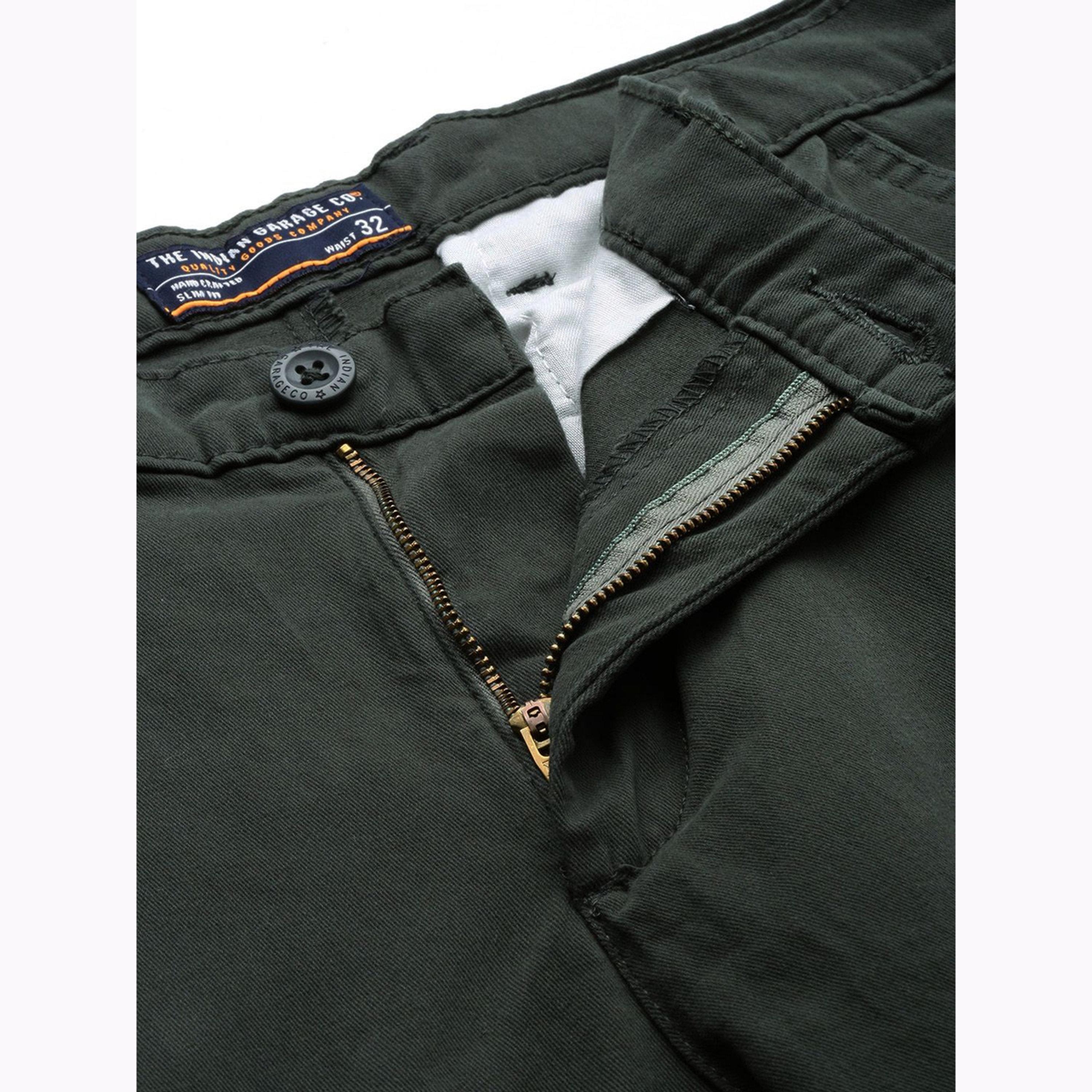 The Indian Garage Co X Styli Men Green Slim Fit Solid Cargo Joggers-men-clothing-bottoms-joggers-image-4
