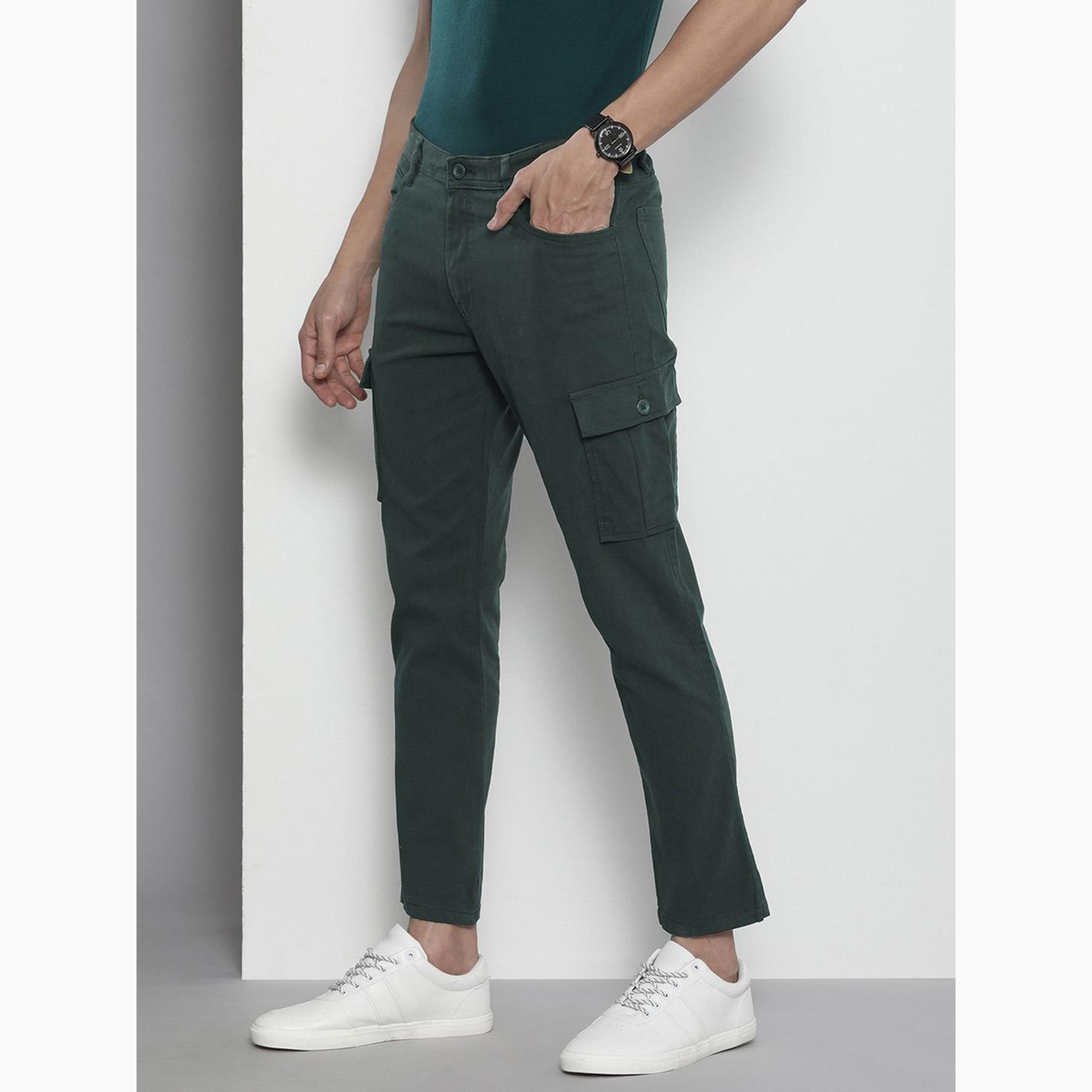 بنطال كارغو بلون سادة وقصة ضيقة للرجال-men-clothing-bottoms-joggers-image-5