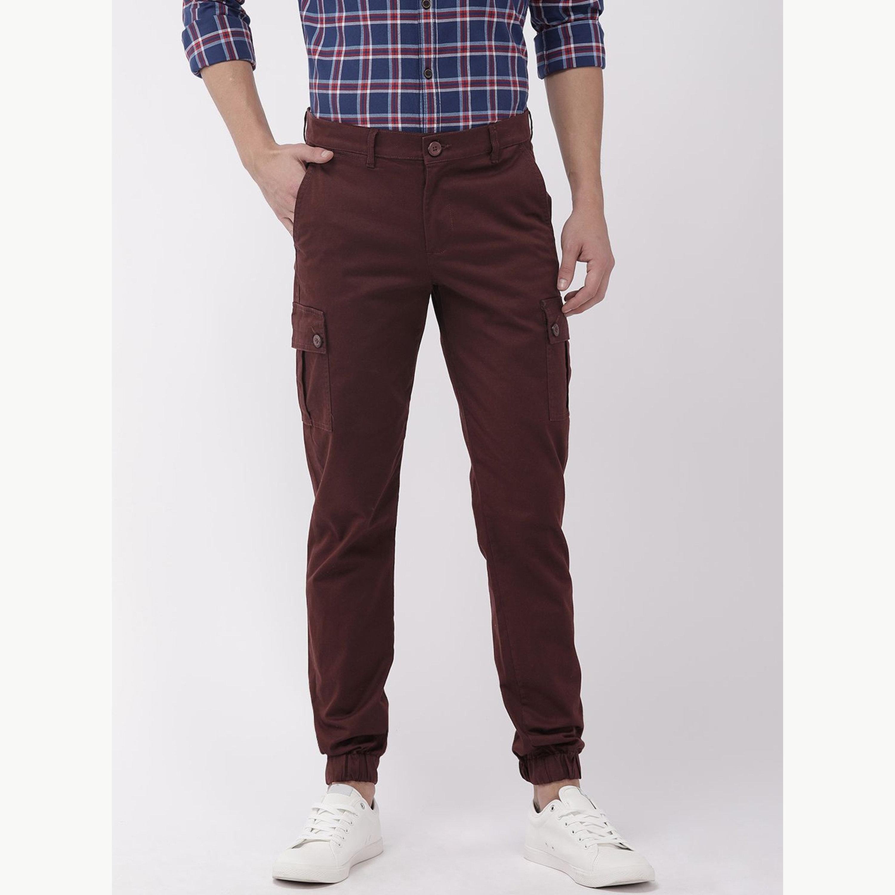 جوغر كارغو سادة بقصة ضيقة للرجال-men-clothing-bottoms-joggers-image-1