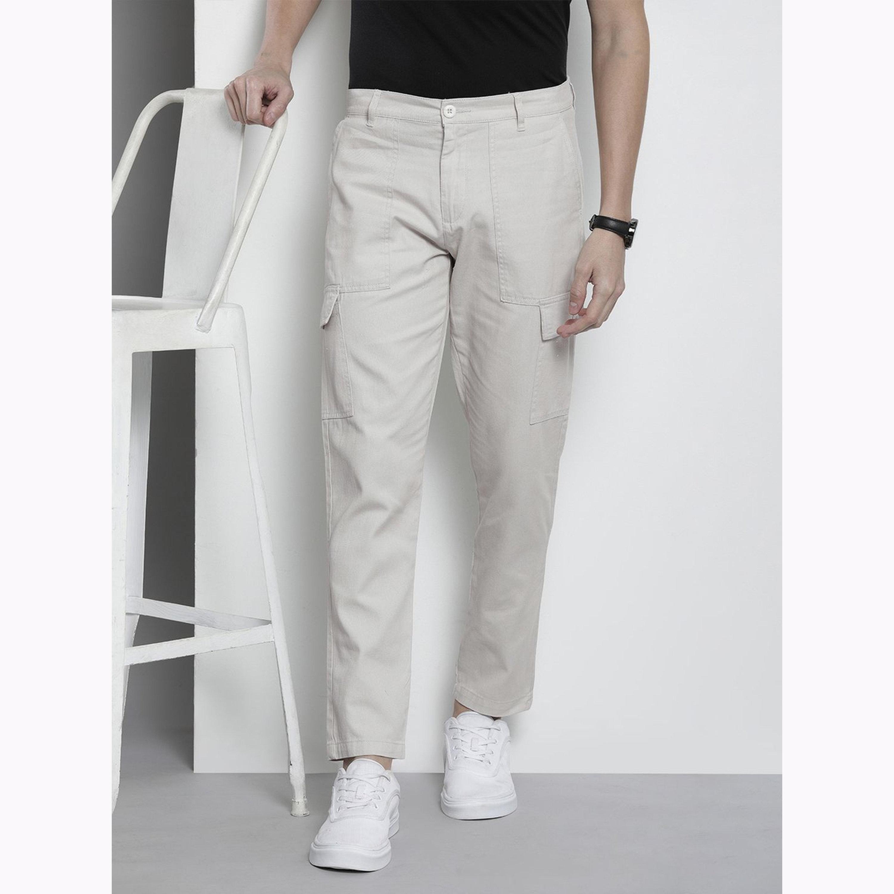 بنطال كارغو سادة بقصة عادية للرجال-men-clothing-bottoms-joggers-image-1
