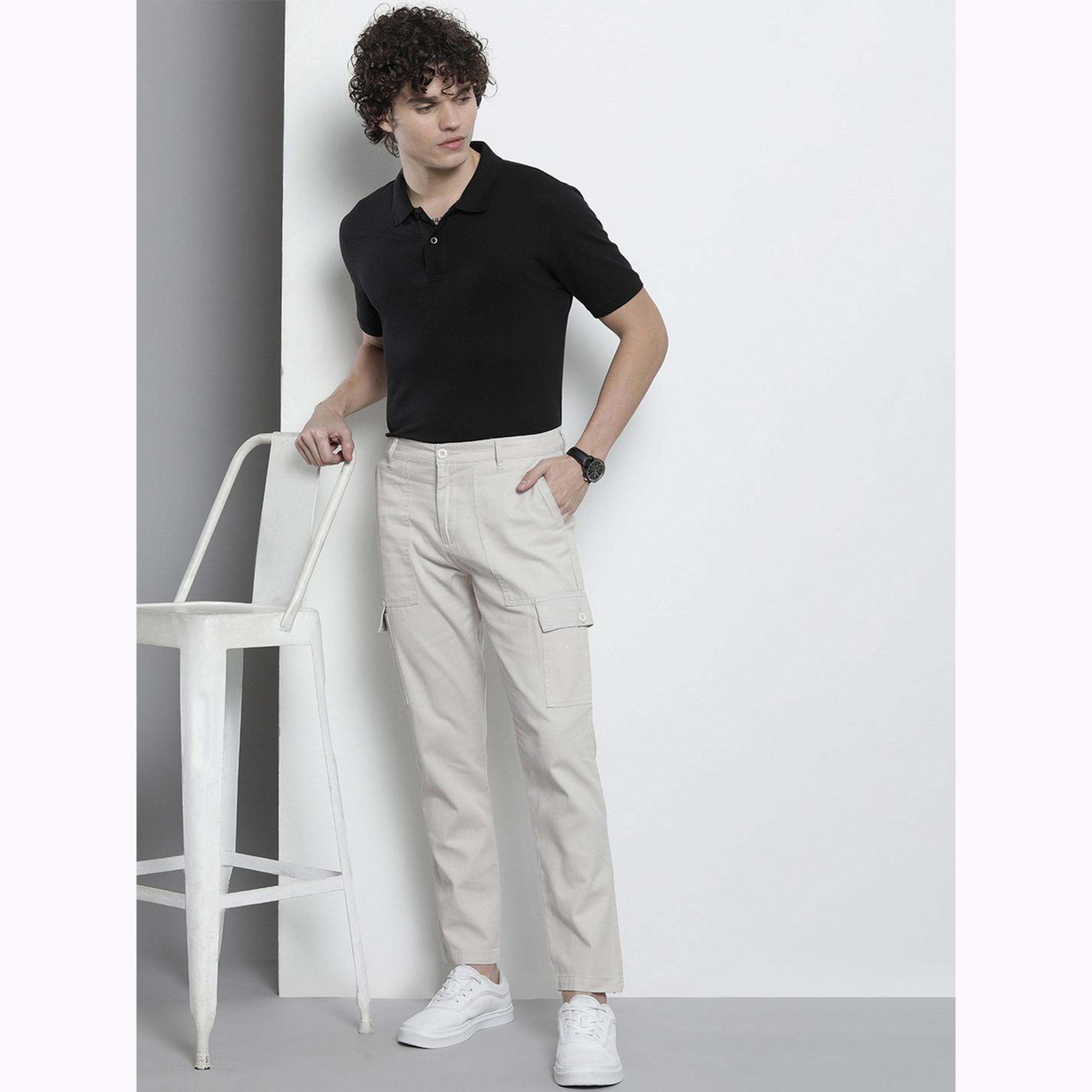 The Indian Garage Co X Styli Men Grey Regular Fit Solid Cargo Pants-men-clothing-bottoms-joggers-image-2