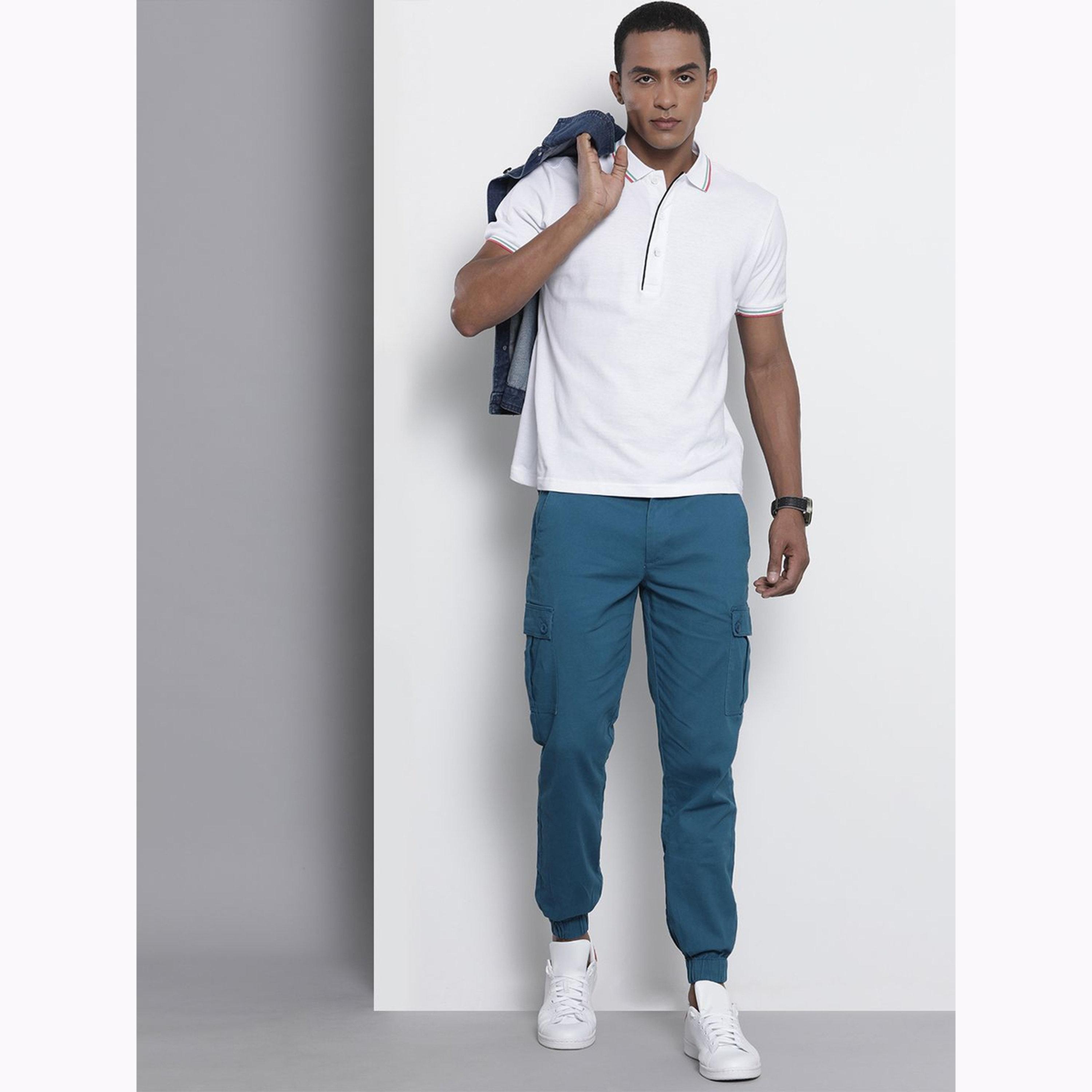 جوغر كارغو سادة بقصة ضيقة للرجال-men-clothing-bottoms-joggers-image-2