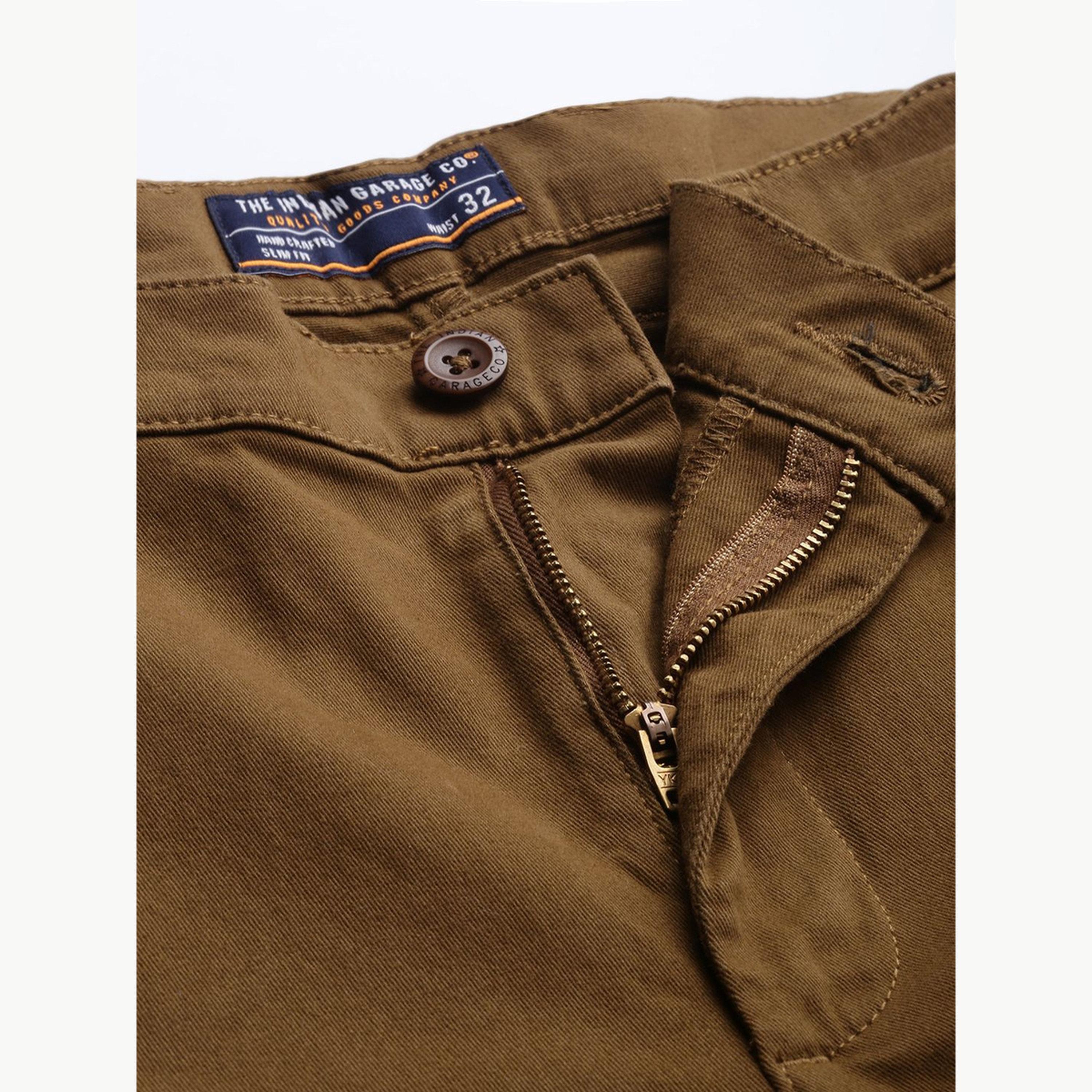 The Indian Garage Co X Styli Men Brown Slim Fit Solid Cargo Joggers-men-clothing-bottoms-joggers-image-4