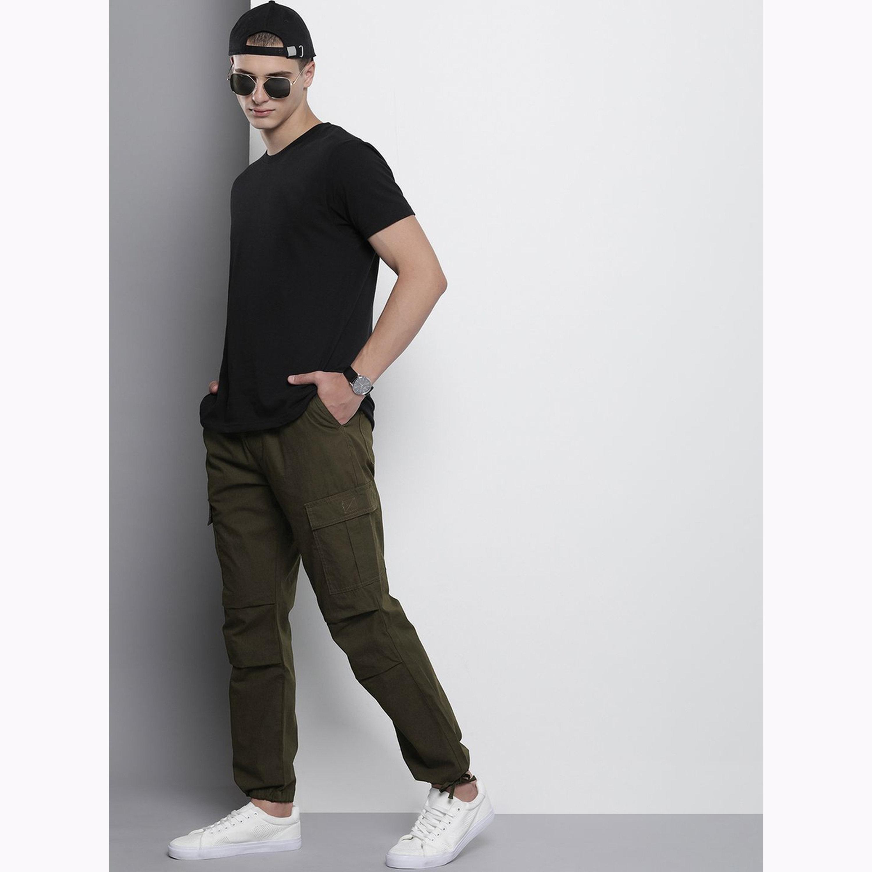 بنطال كارغو سادة بقصة مريحة للرجال-men-clothing-bottoms-joggers-image-2