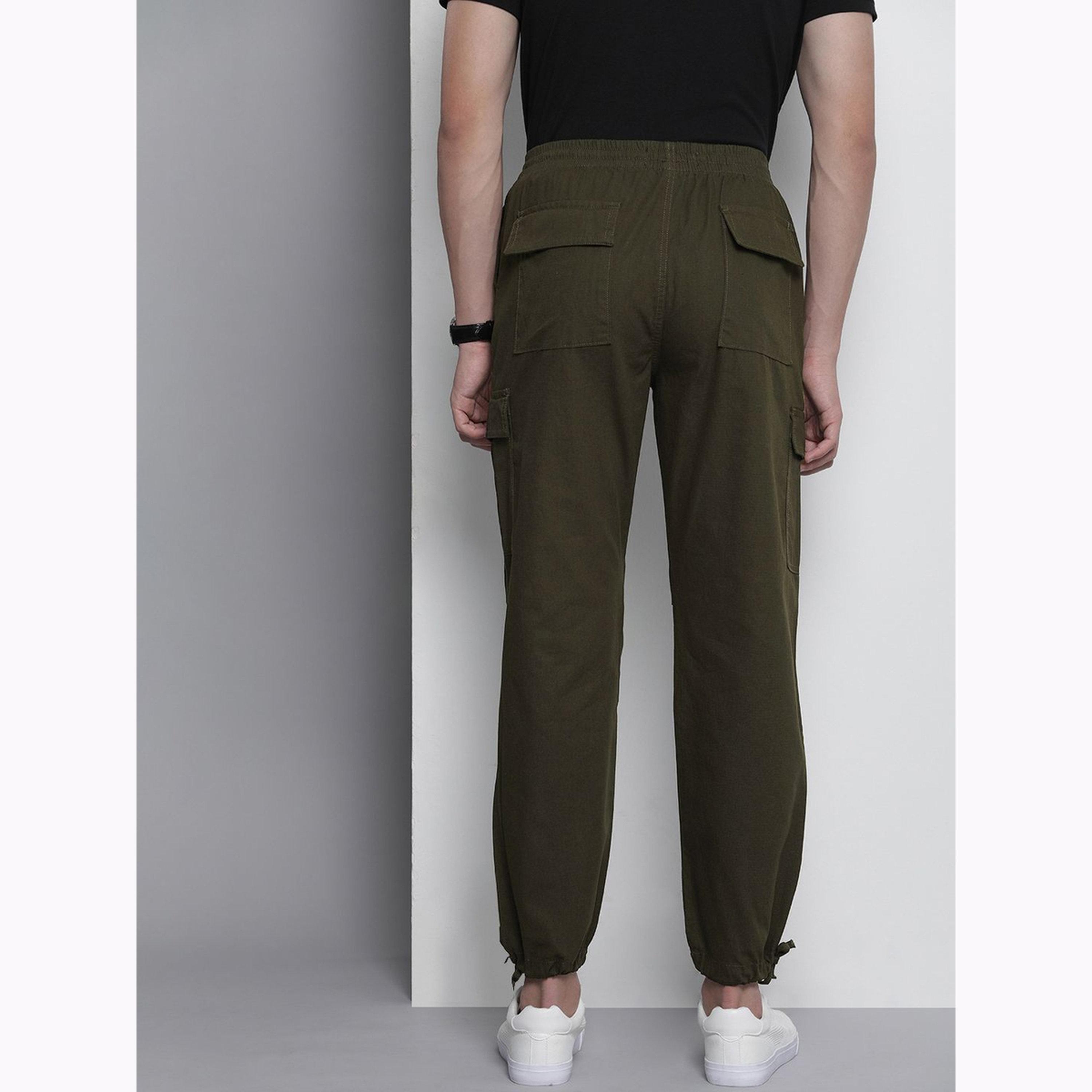 The Indian Garage Co X Styli Men Olive Green Relaxed Fit Solid Cargo Pants-men-clothing-bottoms-joggers-image-3