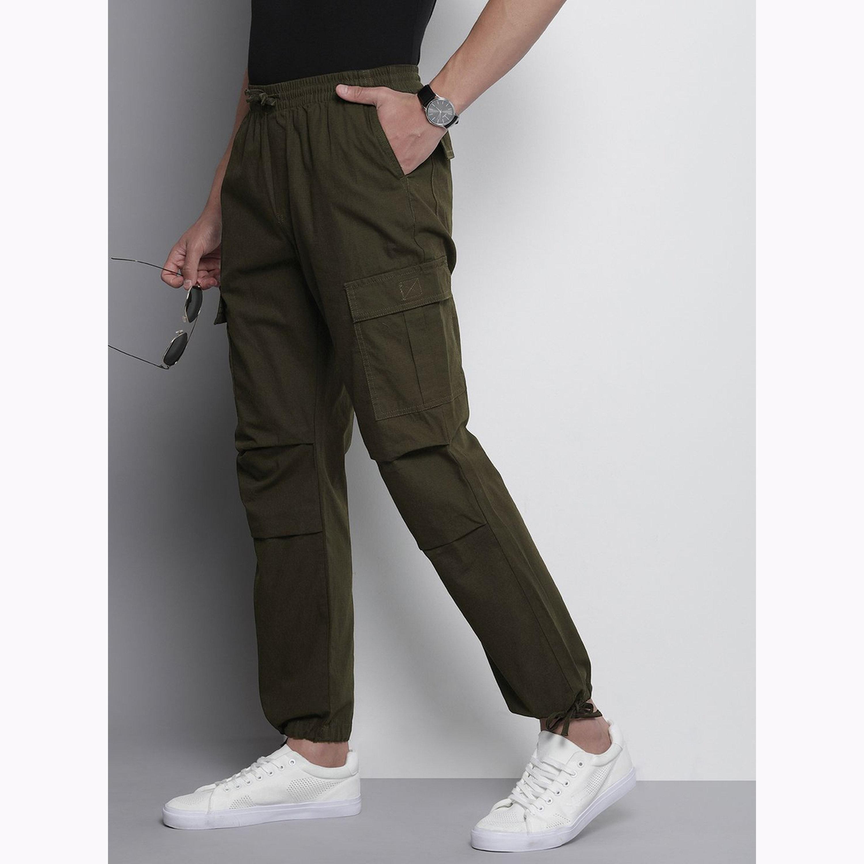 The Indian Garage Co X Styli Men Olive Green Relaxed Fit Solid Cargo Pants-men-clothing-bottoms-joggers-image-5