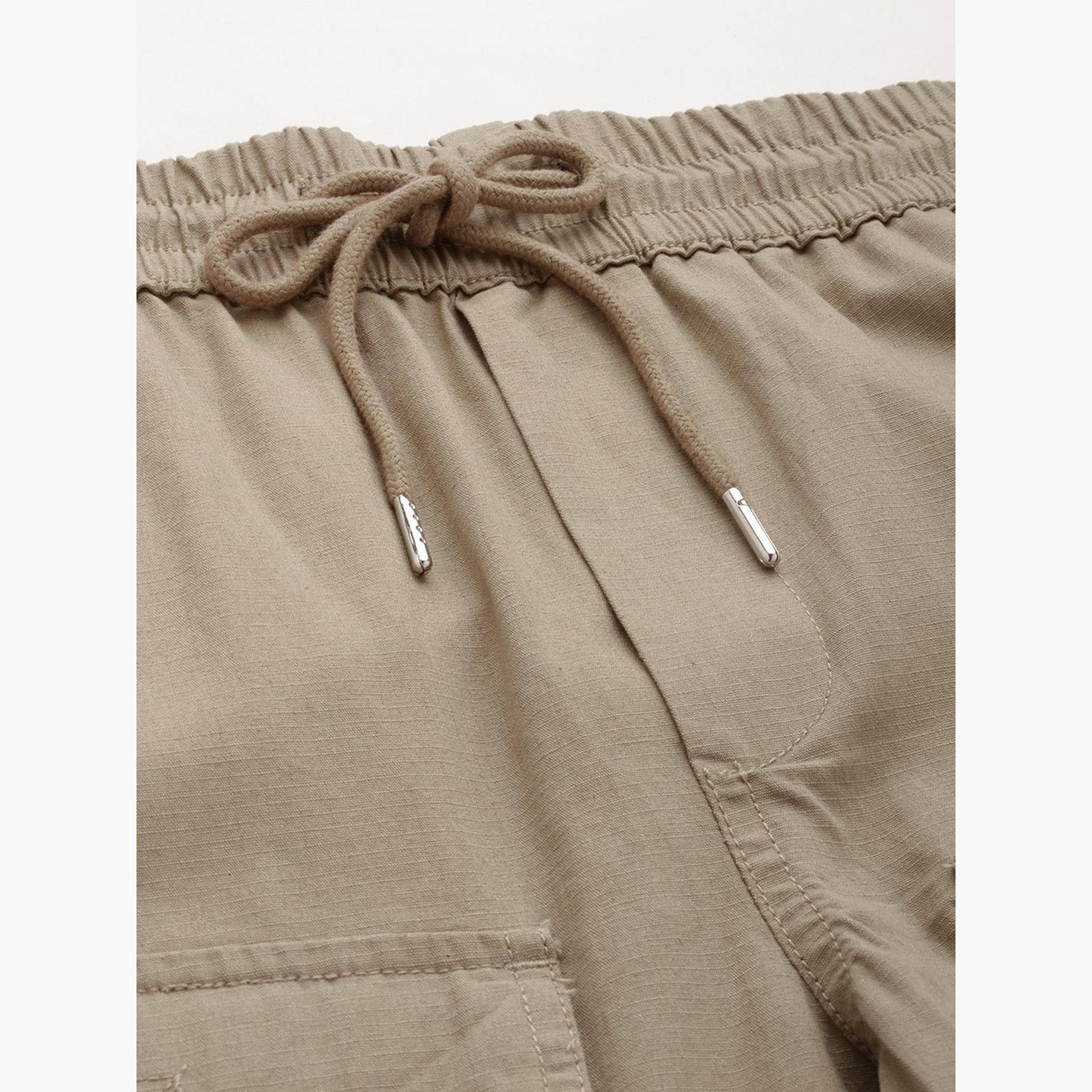 The Indian Garage Co X Styli Men Beige Regular Fit Solid Cargo Joggers-men-clothing-bottoms-joggers-image-4