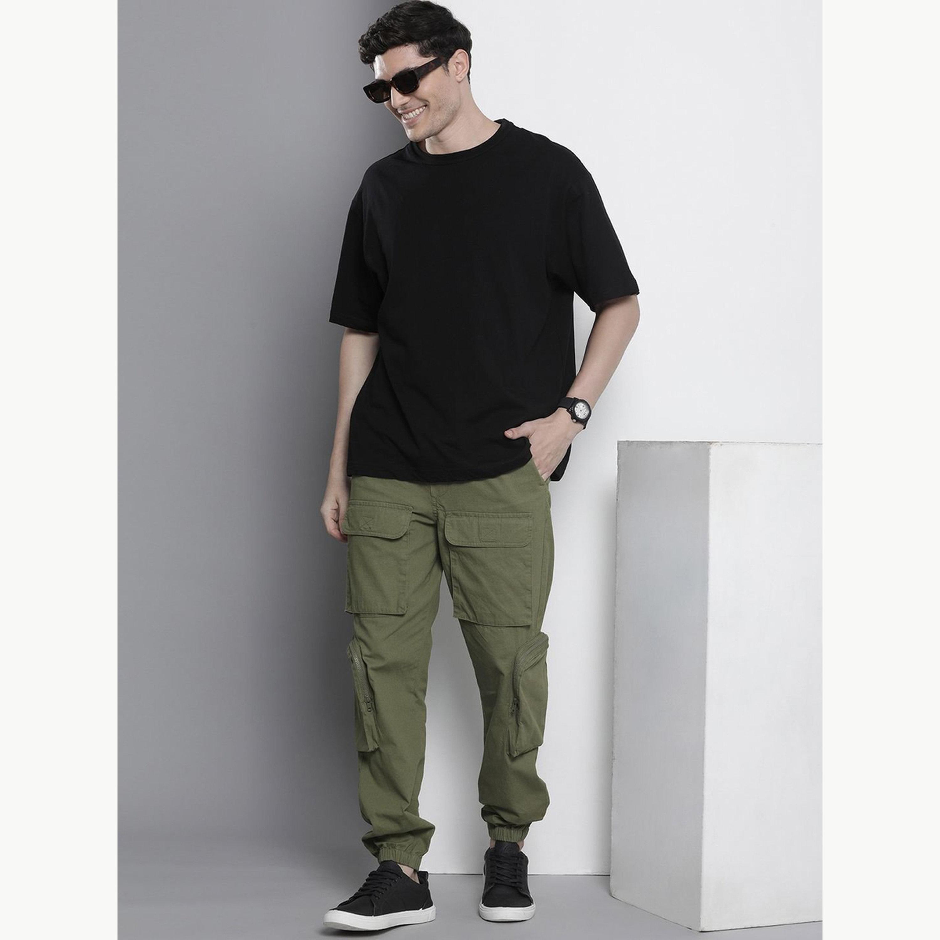 جوغر كارجو بلون سادة وقصة عادية للرجال-men-clothing-bottoms-joggers-image-2