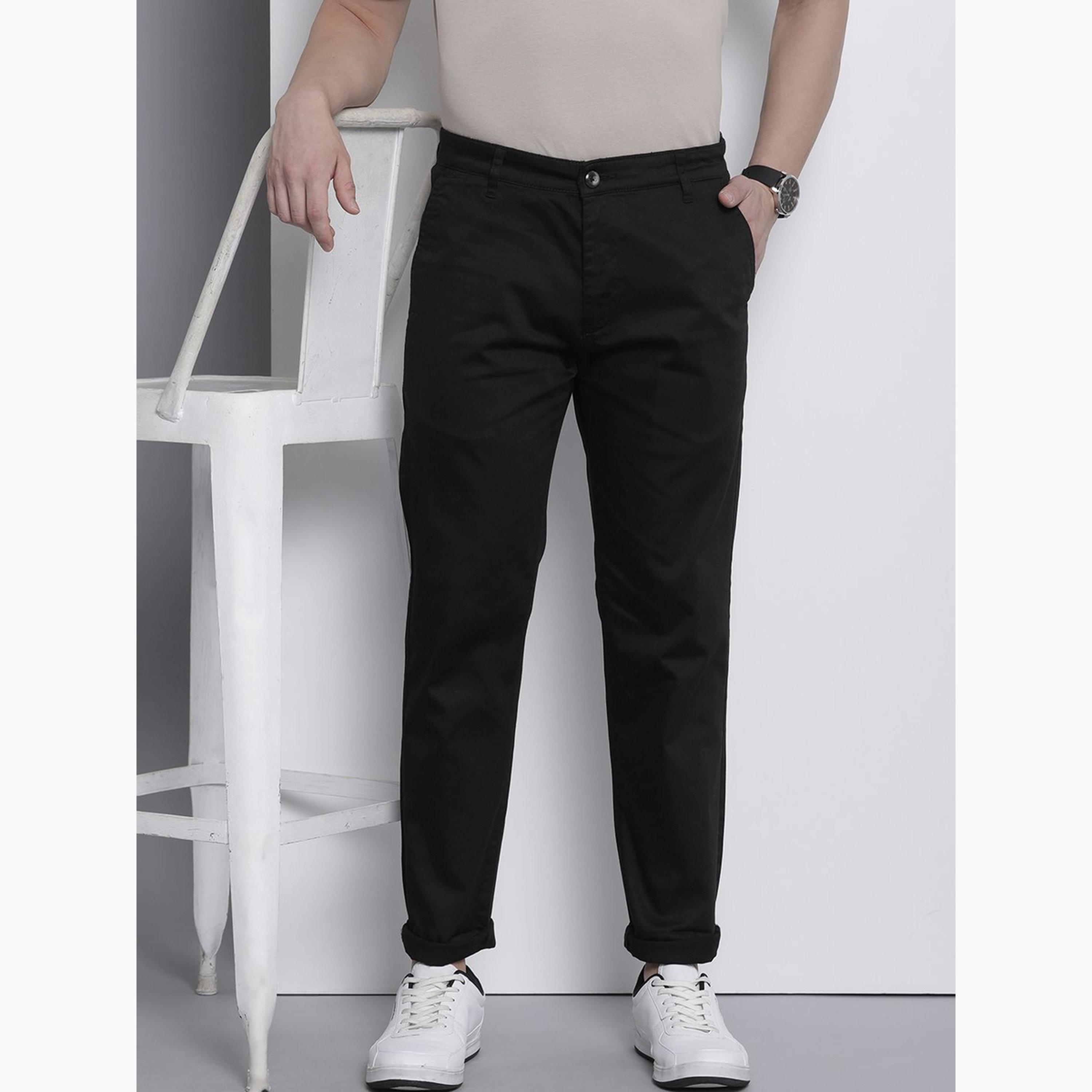 The Indian Garage Co X Styli Men Black Slim Fit Solid Chinos-men-clothing-bottoms-trousersandchinos-chinos-image-1