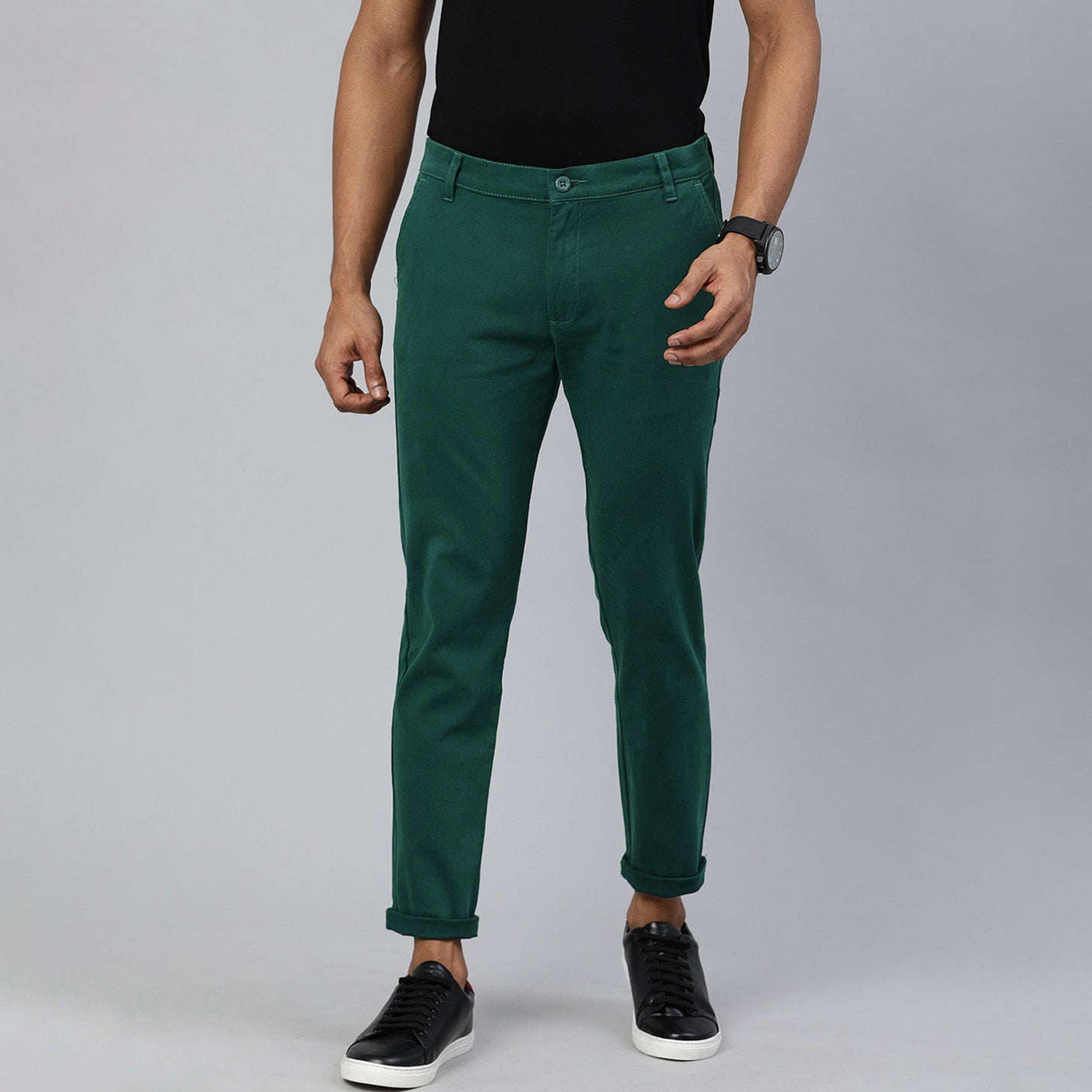 The Indian Garage Co X Styli Men Green Slim Fit Solid Chinos-men-clothing-bottoms-trousersandchinos-chinos-image-1