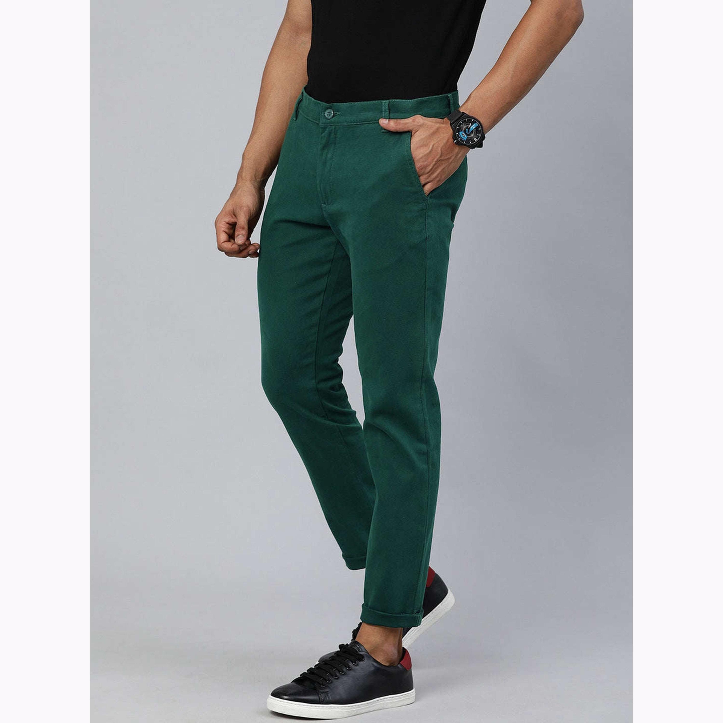 The Indian Garage Co X Styli Men Green Slim Fit Solid Chinos-men-clothing-bottoms-trousersandchinos-chinos-image-5