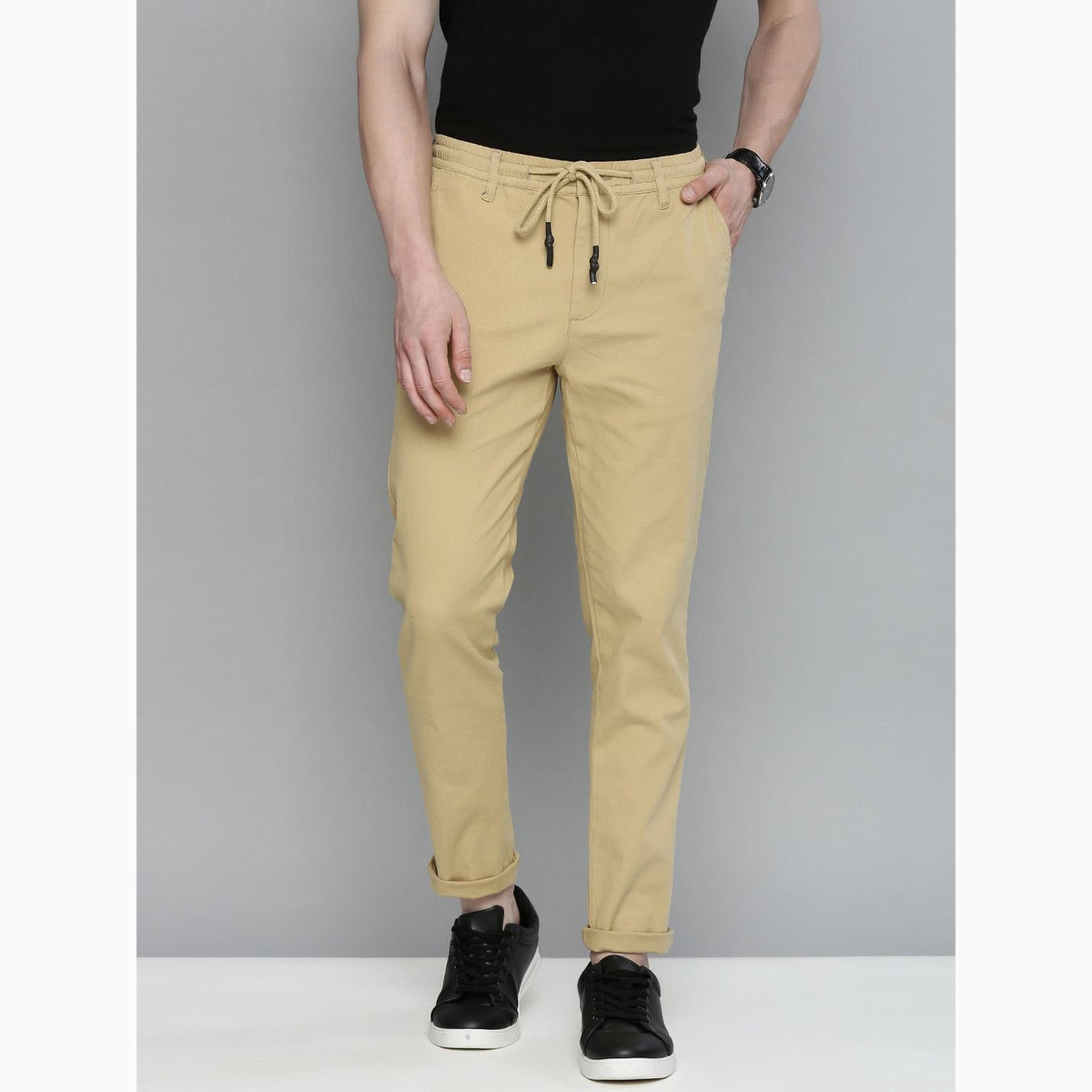 بنطال تشينو بلون سادة وقصة ضيقة للرجال-men-clothing-bottoms-joggers-image-1