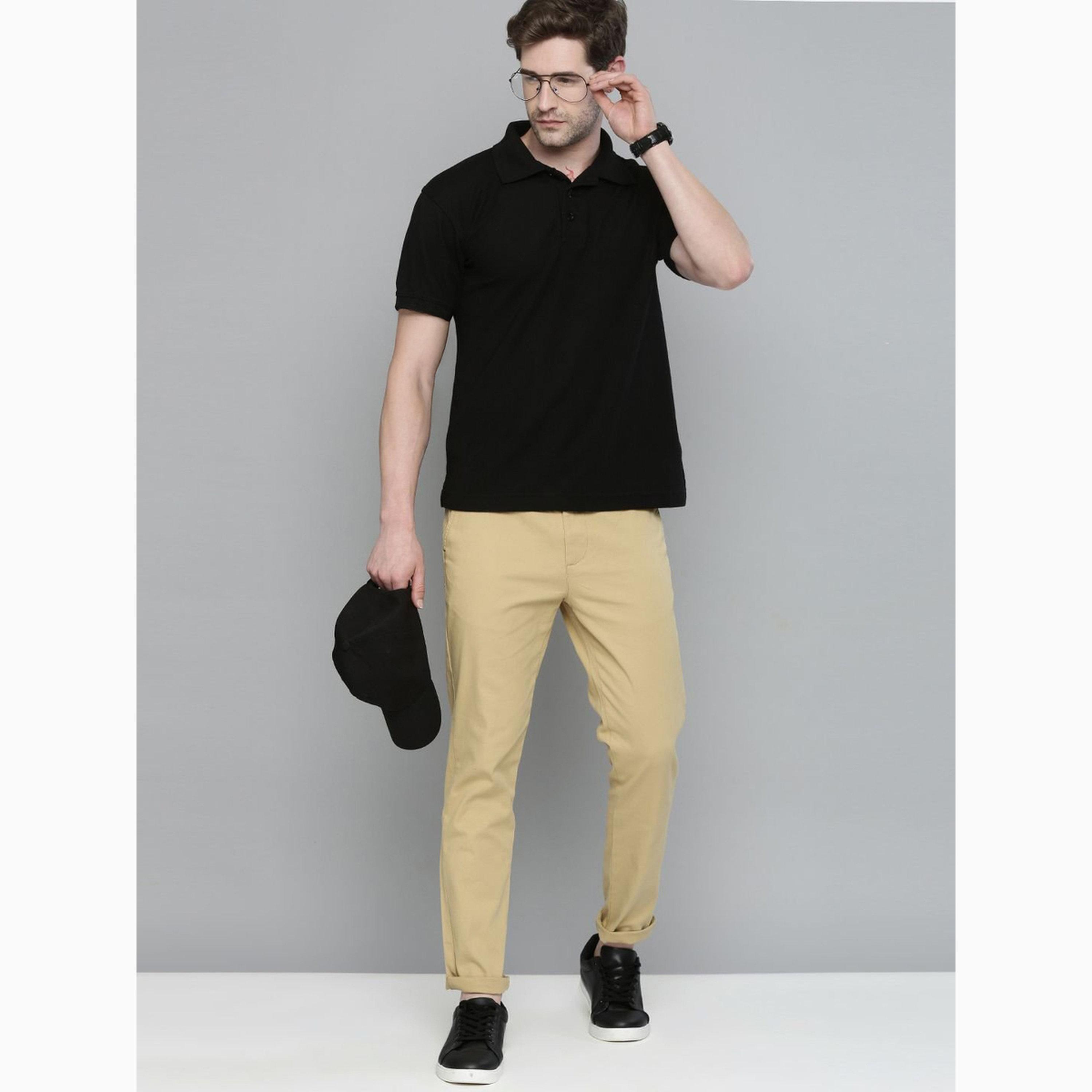 بنطال تشينو بلون سادة وقصة ضيقة للرجال-men-clothing-bottoms-joggers-image-2