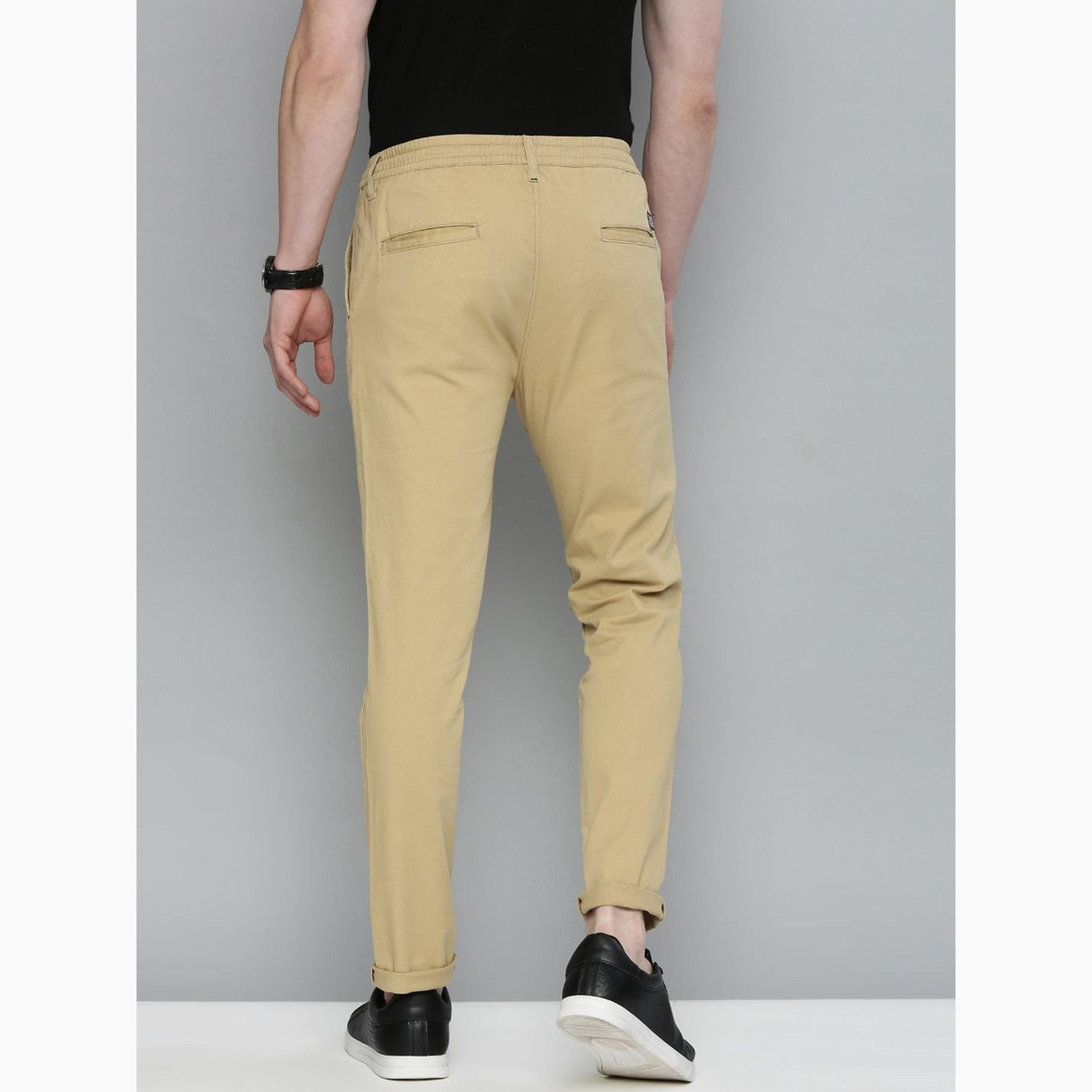 بنطال تشينو بلون سادة وقصة ضيقة للرجال-men-clothing-bottoms-joggers-image-3