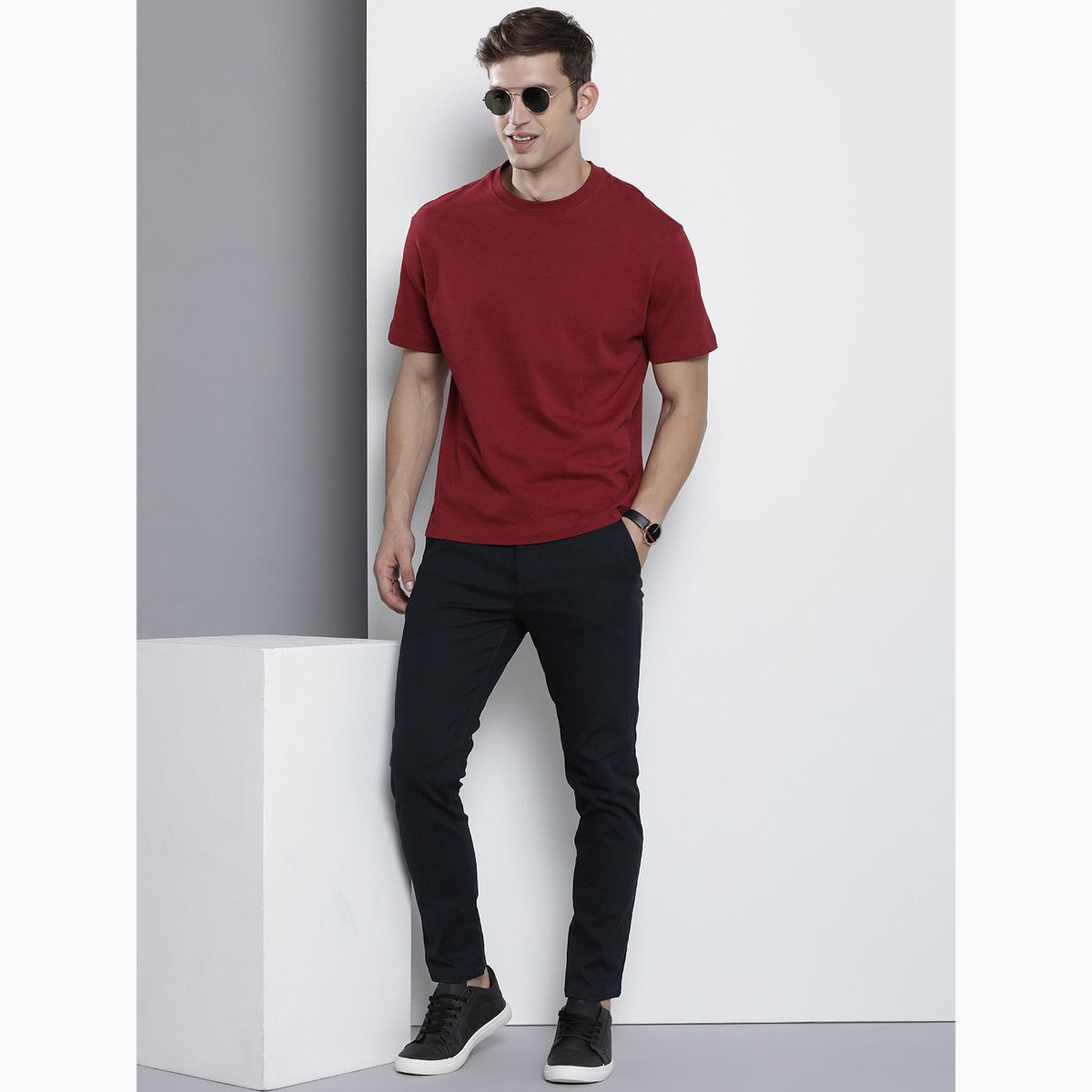 The Indian Garage Co X Styli Men Navy Blue Slim Fit Solid Chinos-men-clothing-bottoms-joggers-image-2