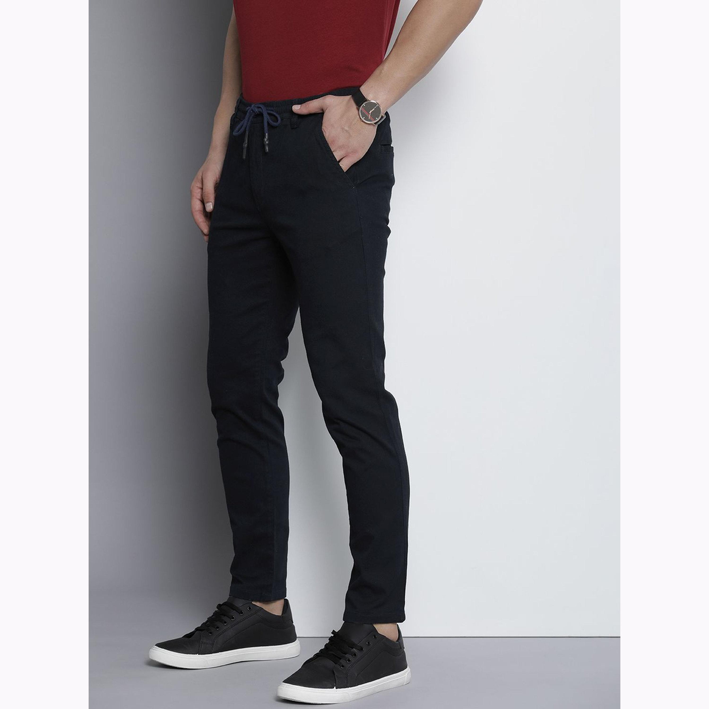 The Indian Garage Co X Styli Men Navy Blue Slim Fit Solid Chinos-men-clothing-bottoms-joggers-image-5
