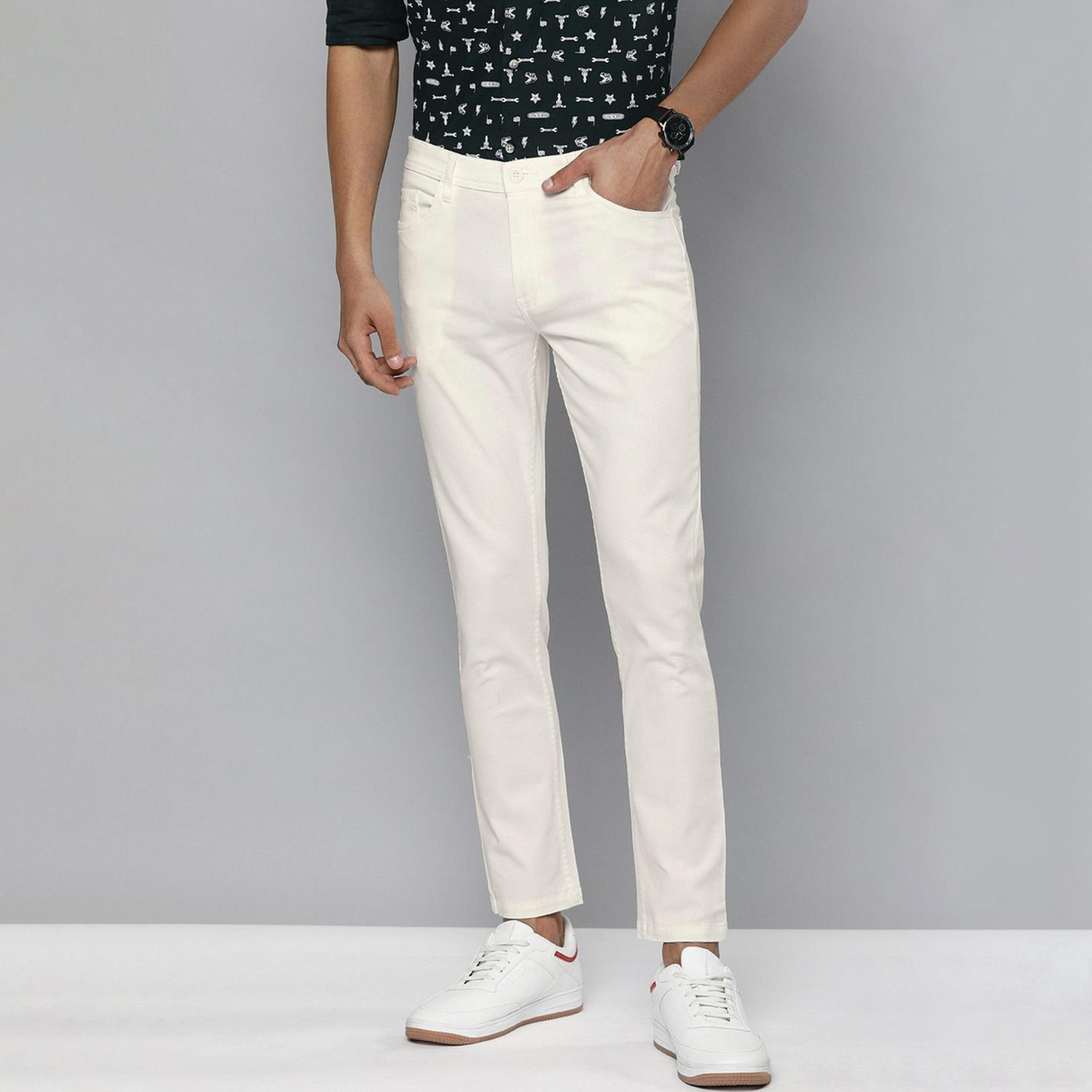 بنطال تشينو بلون سادة وقصة ضيقة للرجال-men-clothing-bottoms-trousersandchinos-chinos-image-1