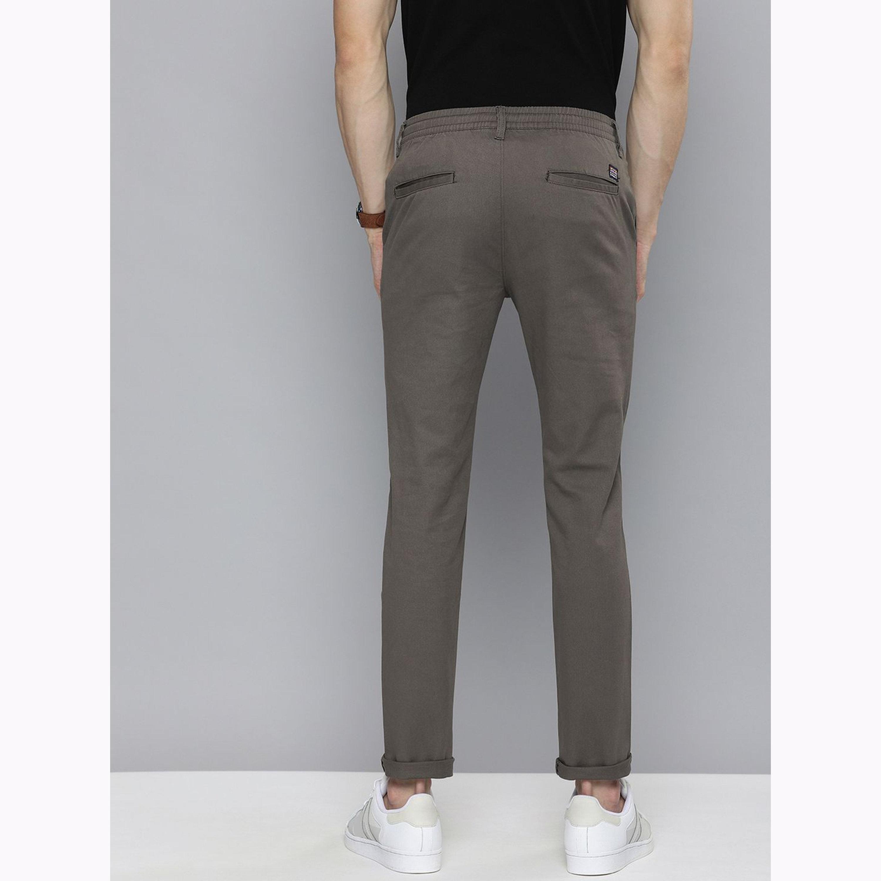 بنطال تشينو سادة بقصة ضيقة للرجال-men-clothing-bottoms-joggers-image-3